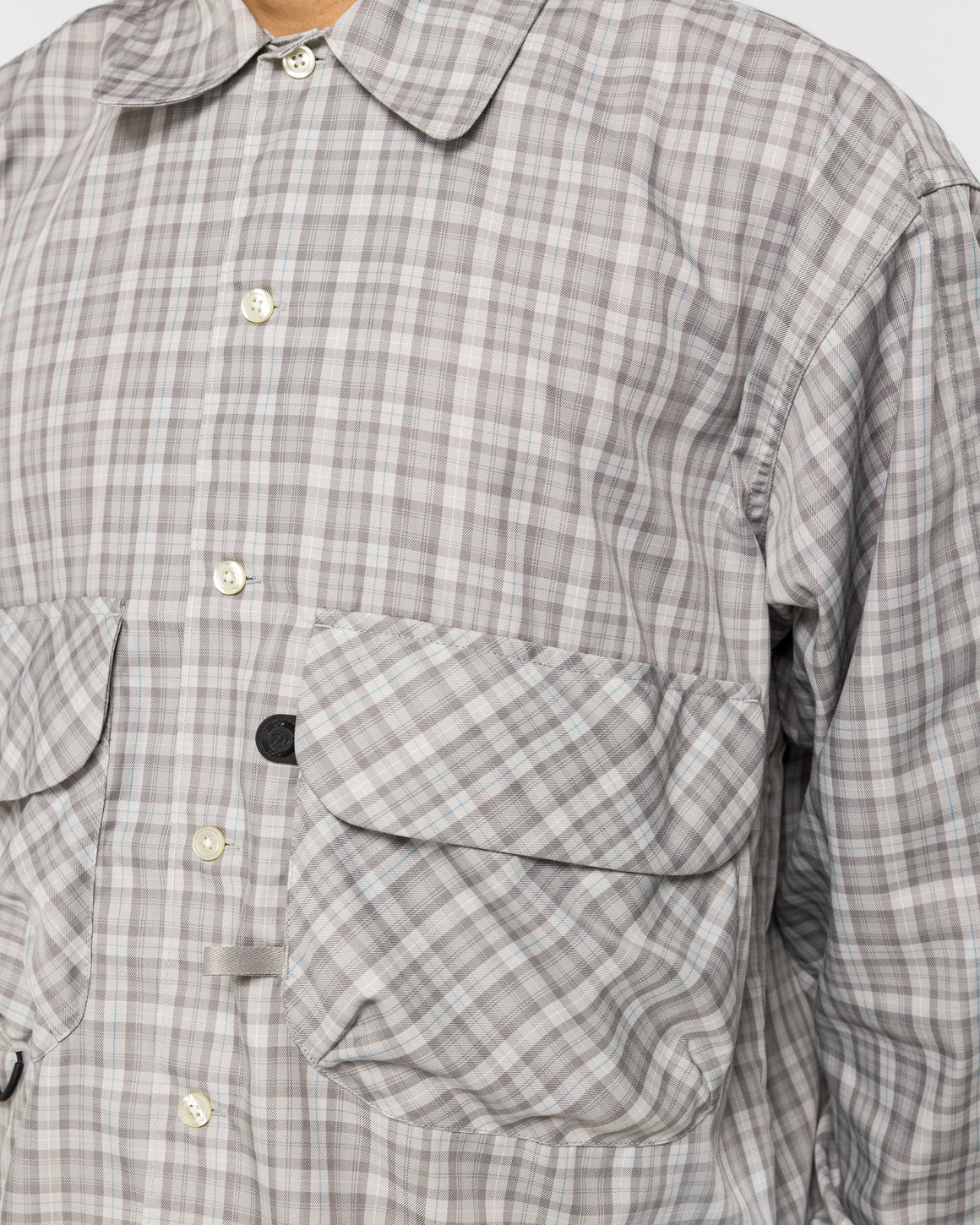 Daiwa Pier39 - Tech Sports Open Collar Shirt LS Plaid - Light Gray - UP THERE