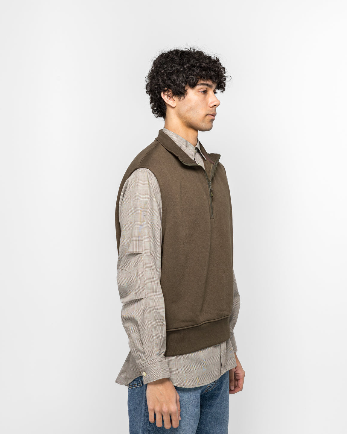 Daiwa Pier39 - Tech Sweat Zip Vest Pullover - Brown Khaki - UP THERE