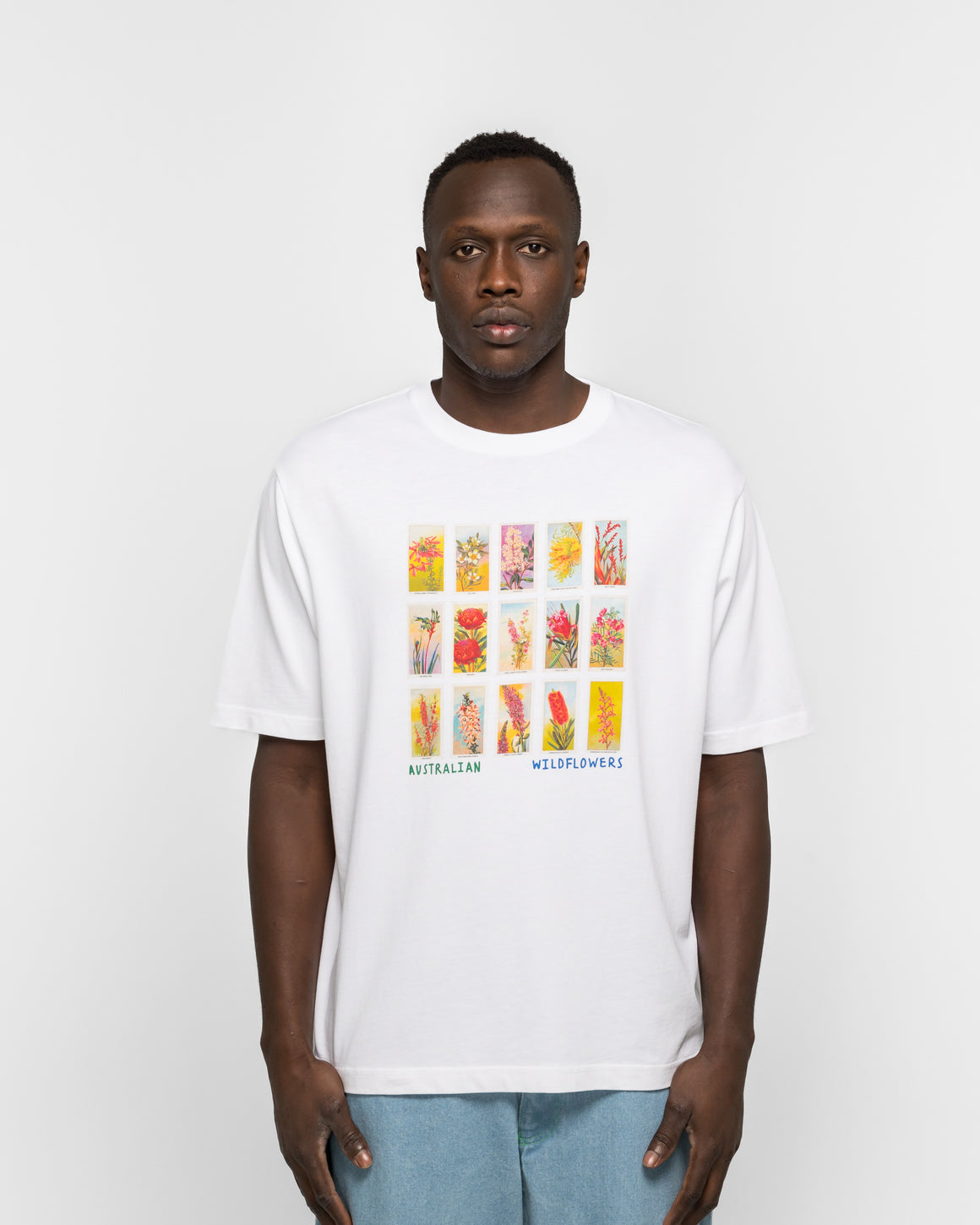 Dudley Coppice - Australian Wildflower T-Shirt - White - UP THERE