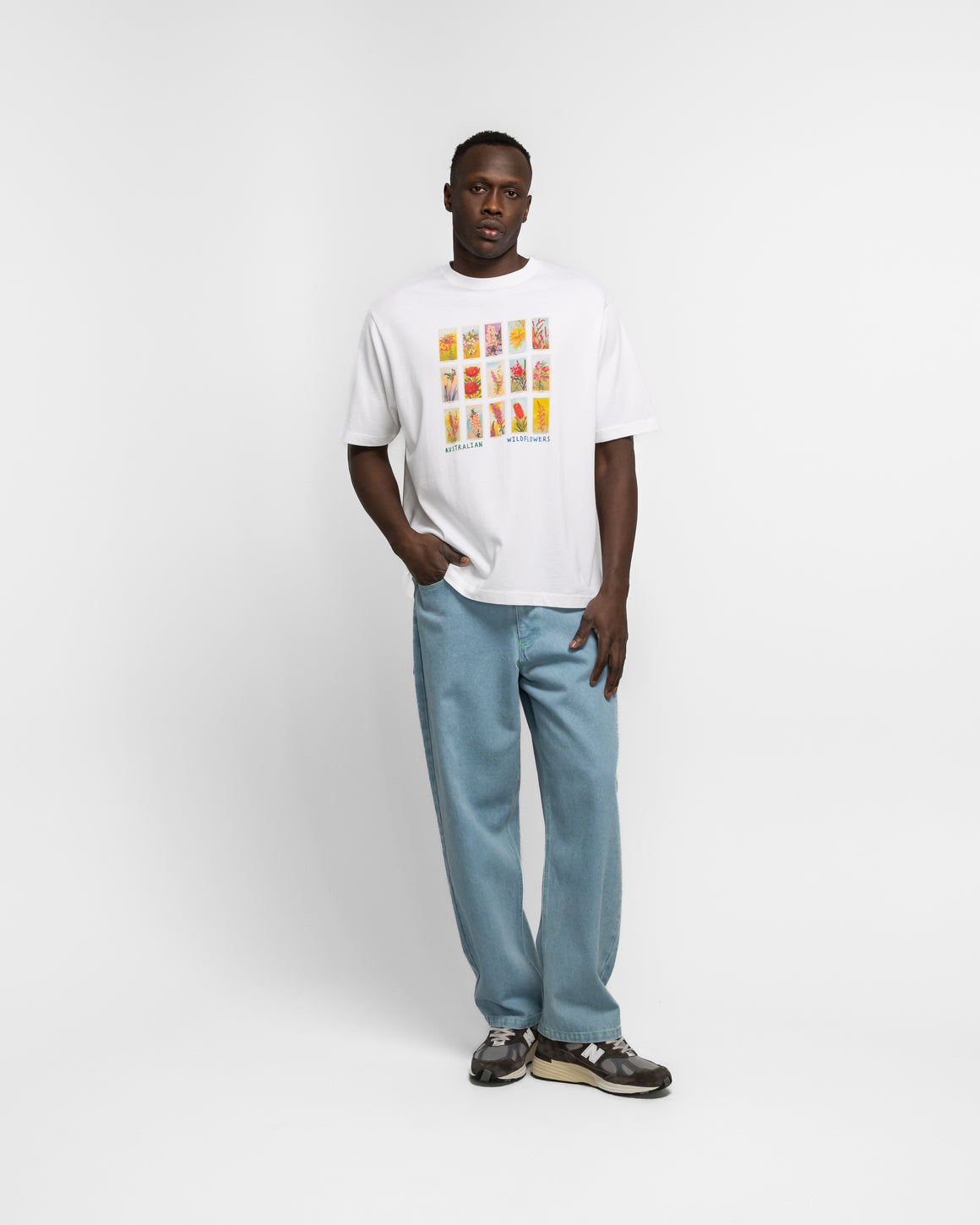 Dudley Coppice - Australian Wildflower T-Shirt - White - UP THERE