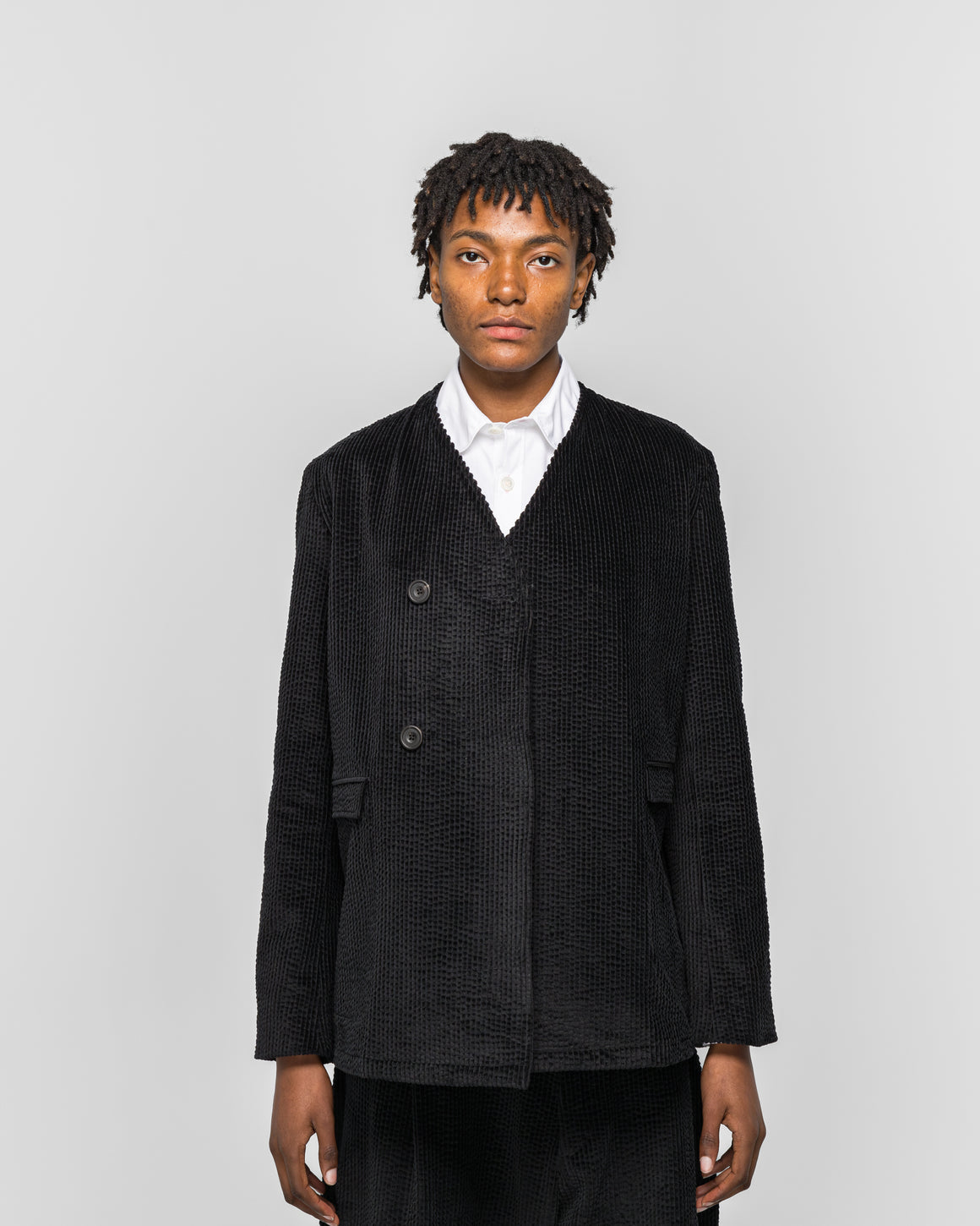 Dudley Coppice - Brooch Wearers Blazer - Black Seersucker Cord - UP THERE