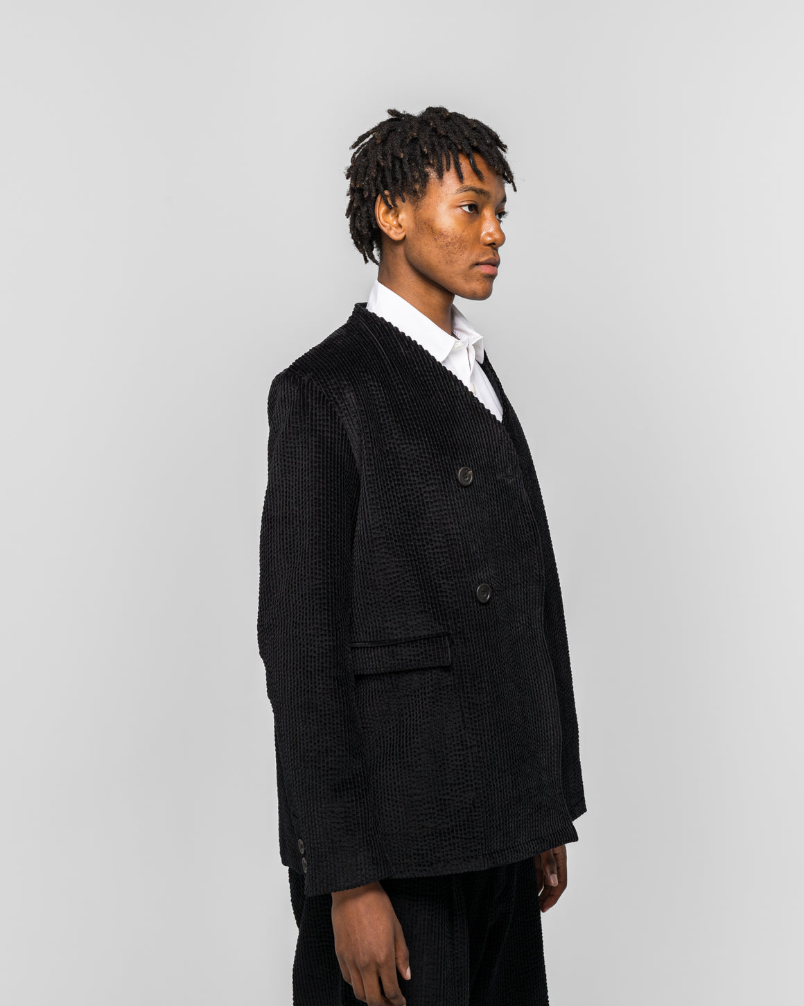 Dudley Coppice - Brooch Wearers Blazer - Black Seersucker Cord - UP THERE