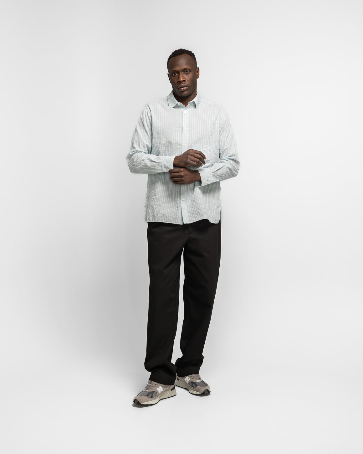 Dudley Coppice - Gardeners Shirt - Boucle Cloud Stripe - UP THERE