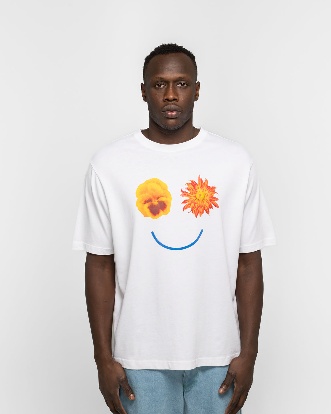Dudley Coppice - Happy Flowers T-Shirt - White - UP THERE