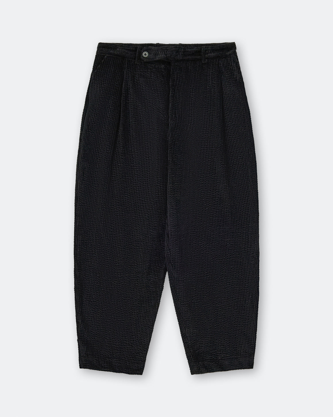Dudley Coppice - Pleated Trousers - Black Seersucker Cord - UP THERE