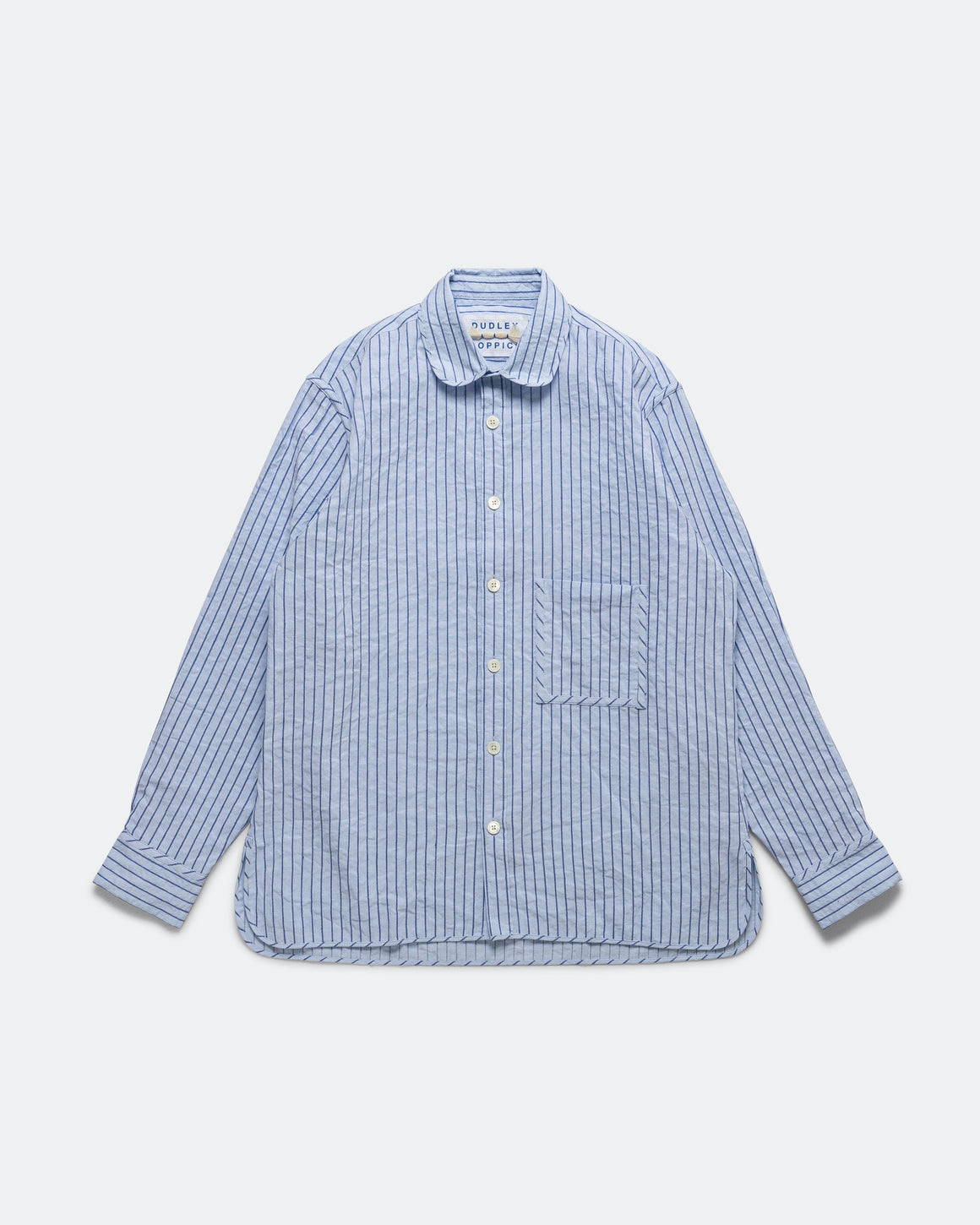 Dudley Coppice - The Gardeners Shirt - Blue Raised Stripe - UP THERE