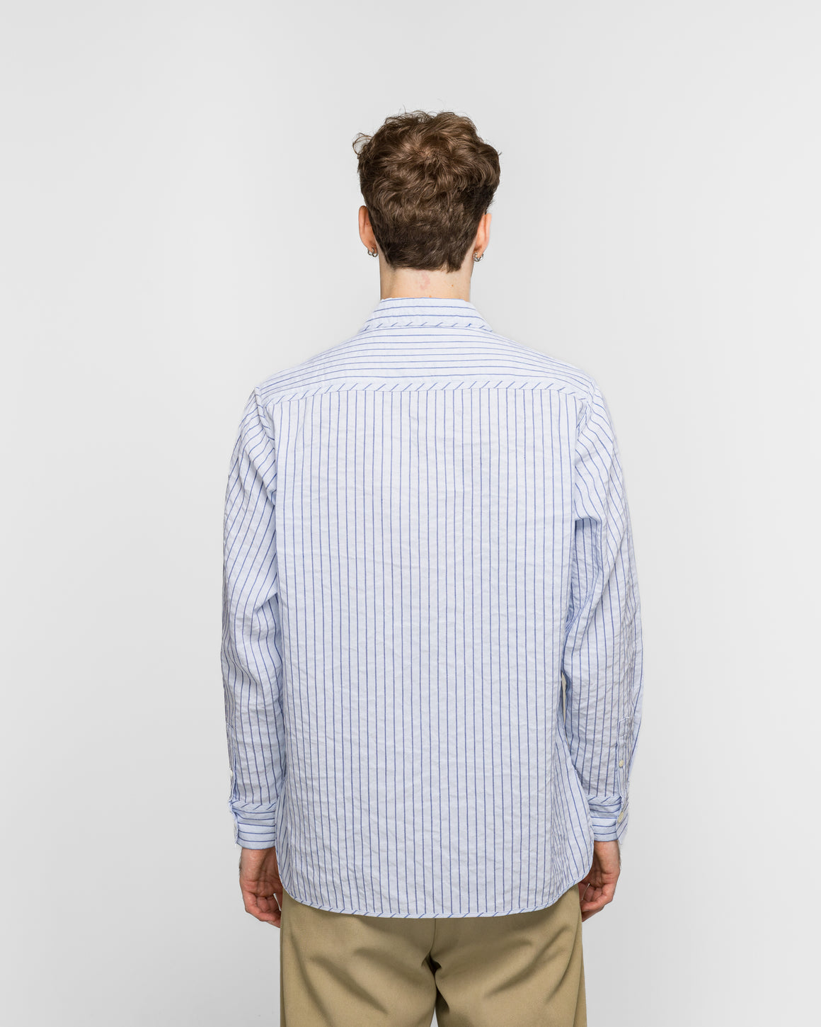 Dudley Coppice - The Gardeners Shirt - Blue Raised Stripe - UP THERE
