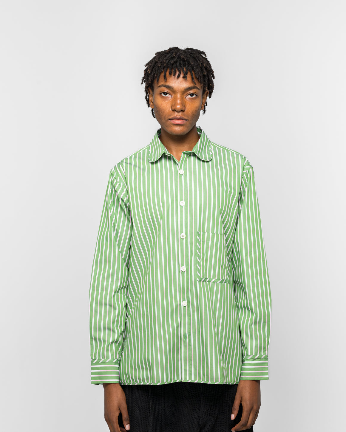 Dudley Coppice - The Gardeners Shirt - Spearmint Stripe - UP THERE