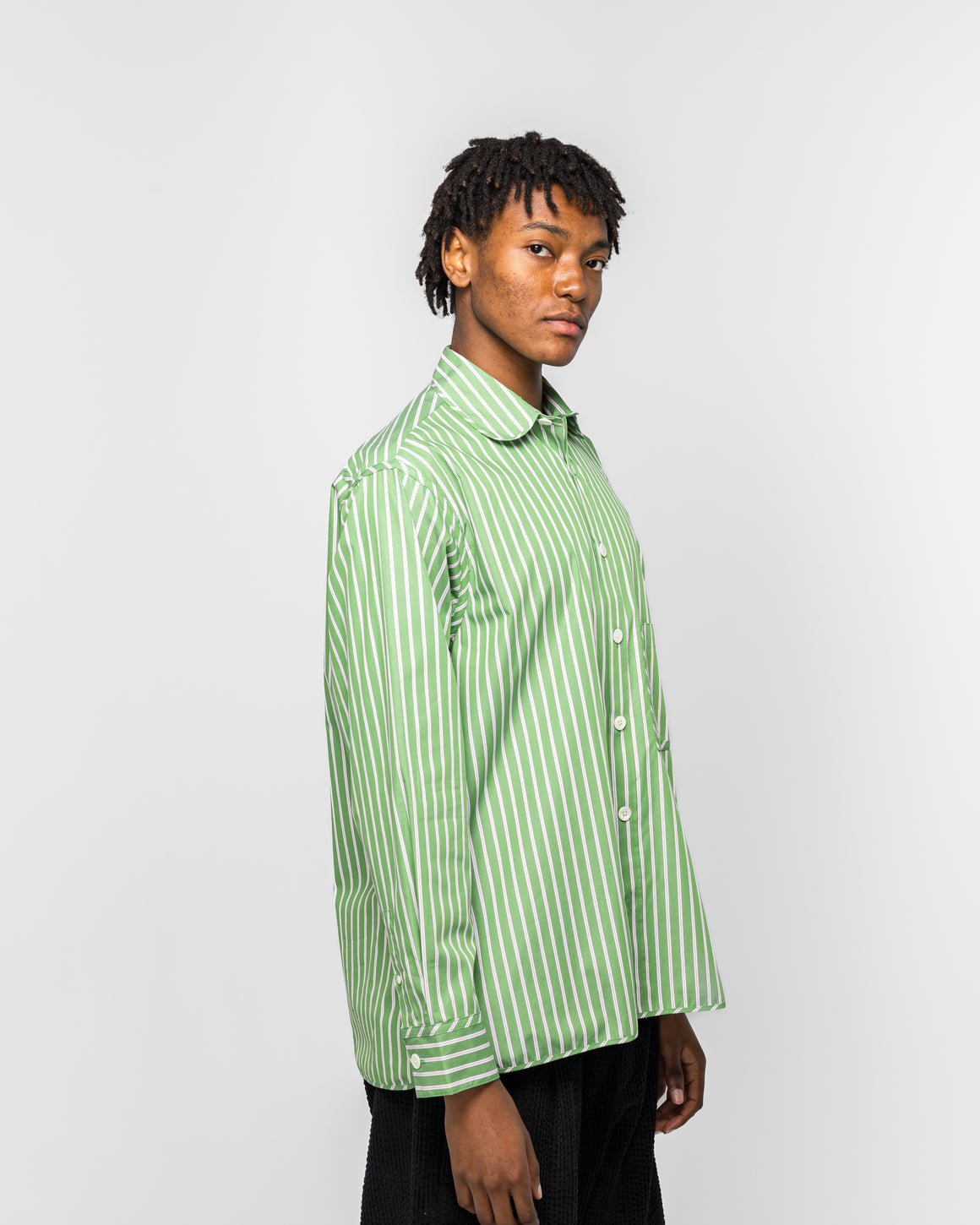 Dudley Coppice - The Gardeners Shirt - Spearmint Stripe - UP THERE