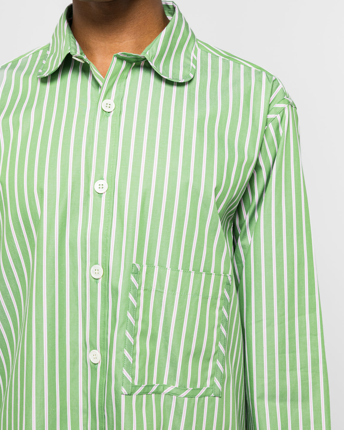 Dudley Coppice - The Gardeners Shirt - Spearmint Stripe - UP THERE