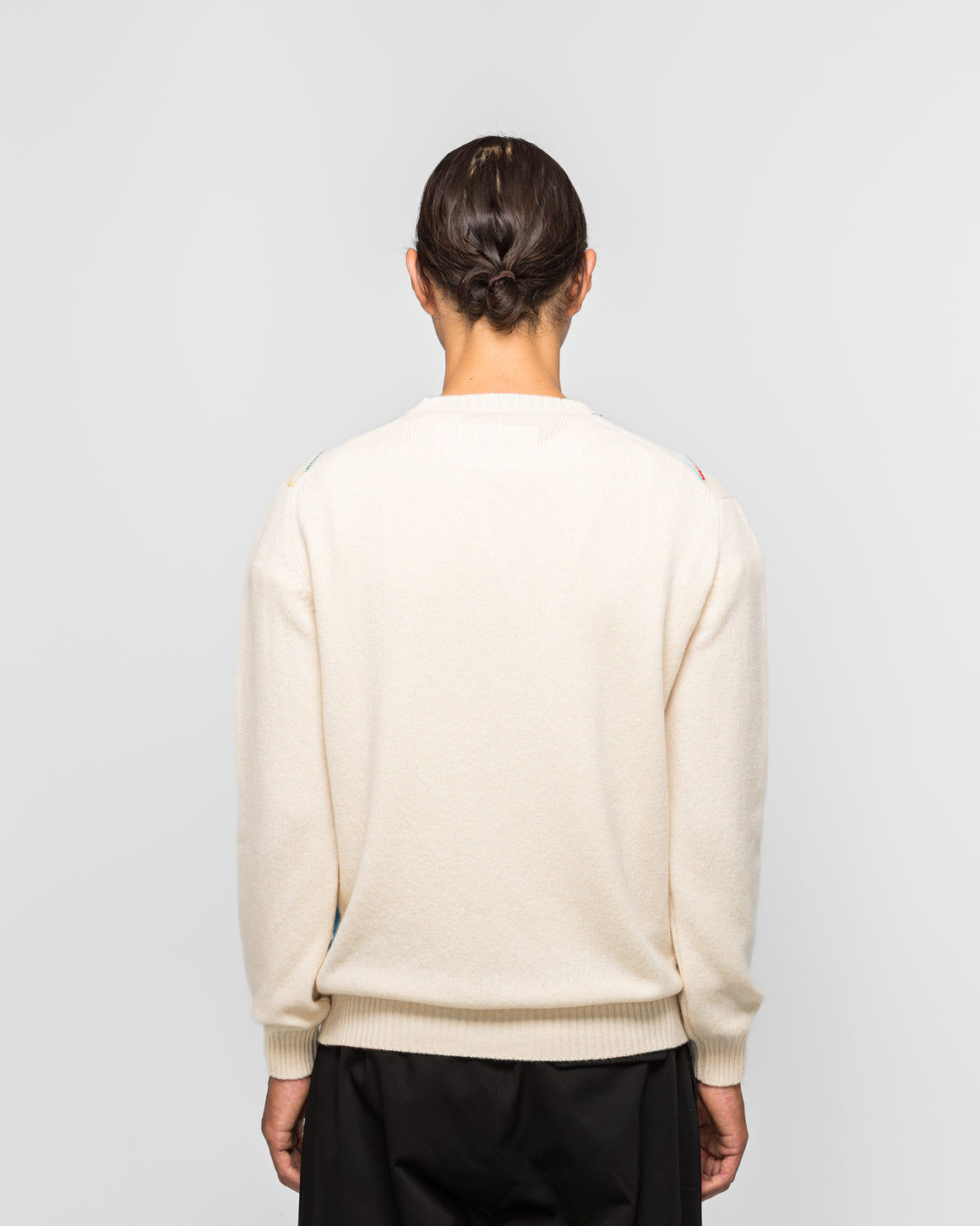 Dudley Coppice - Wild Garden Argyle Knitted Jumper - White - UP THERE