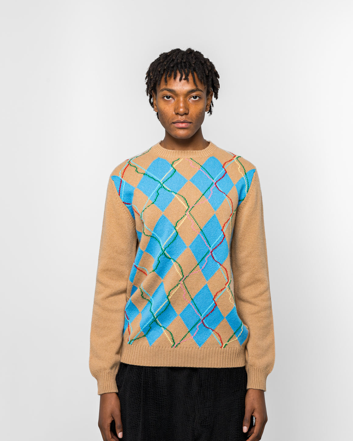 Dudley Coppice - Wild Garden Knitted Jumper - Argyle - UP THERE