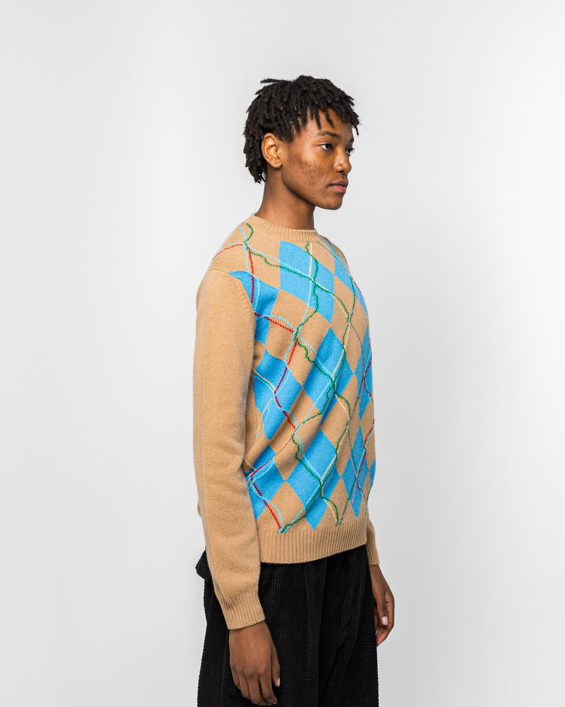 Dudley Coppice - Wild Garden Knitted Jumper - Argyle - UP THERE