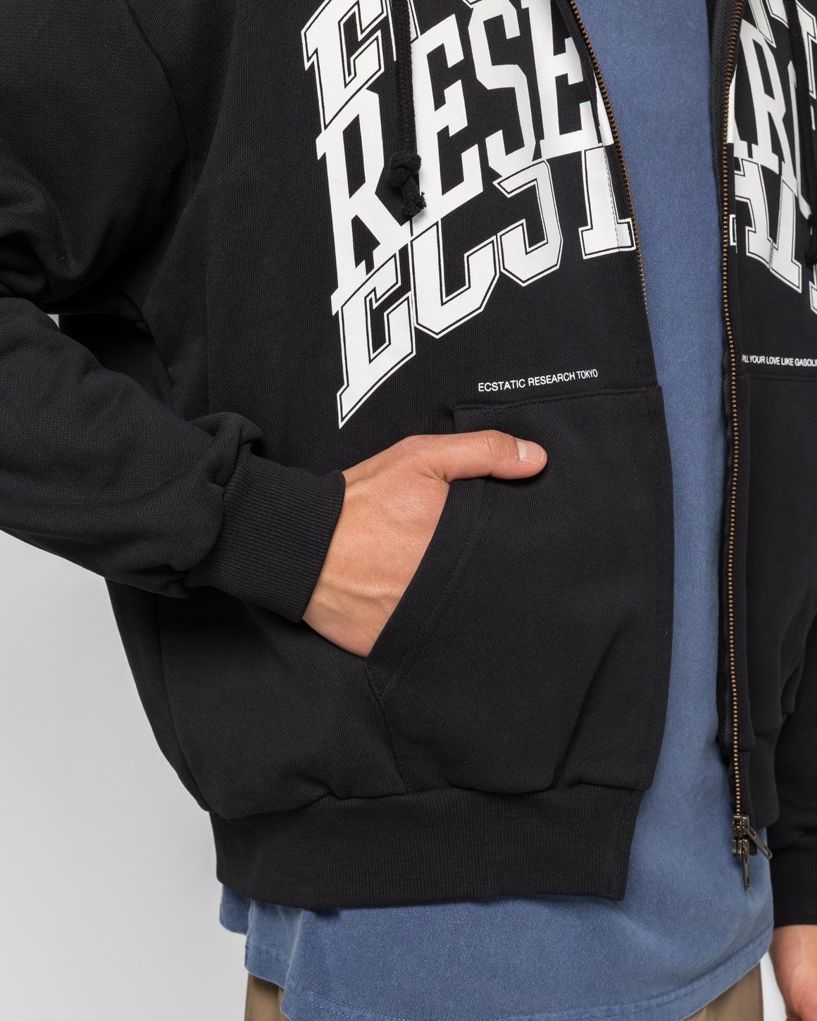 Ecstatic Research - Campus Zip Hoodie - Black - UP THERE
