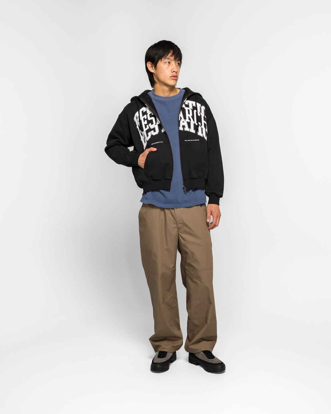 Ecstatic Research - Campus Zip Hoodie - Black - UP THERE