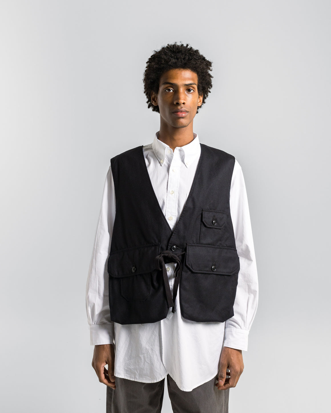 Engineered Garments - Fowl Vest - Dark Navy High Count Worsted Wool - UP THERE