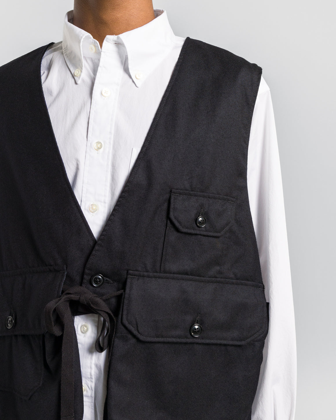 Engineered Garments - Fowl Vest - Dark Navy High Count Worsted Wool - UP THERE
