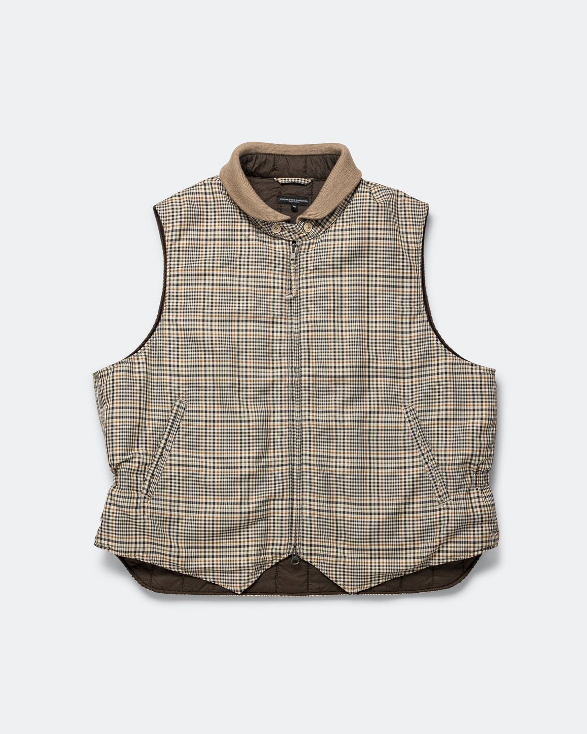Engineered Garments - LL Vest - Khaki Plaid Polyester Cloth - UP THERE