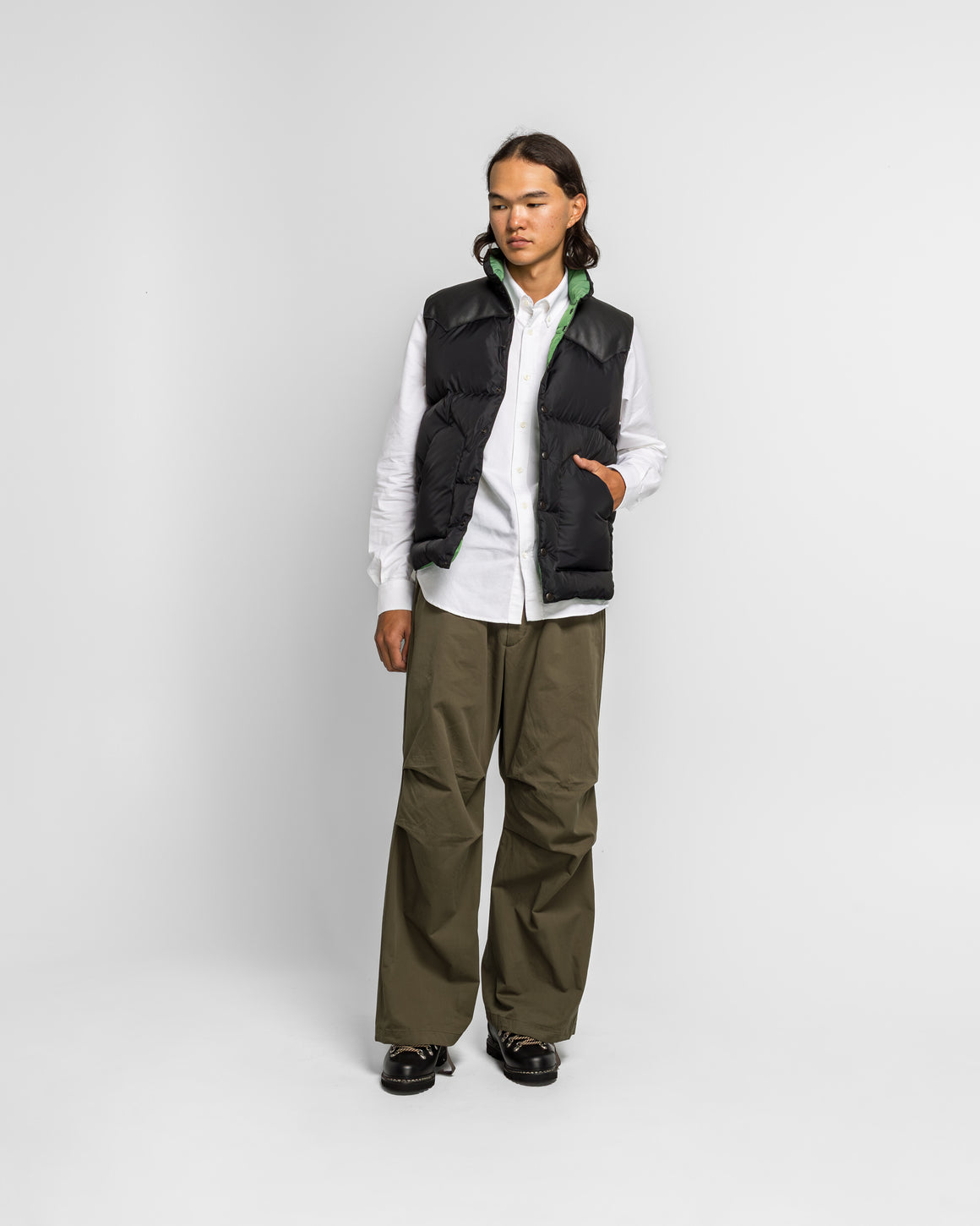 Engineered Garments - Over Pant - Olive Cotton Sanded Cloth | UP THERE