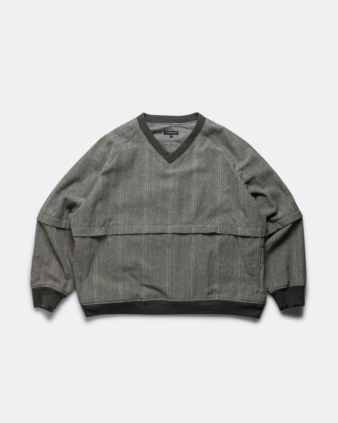 Engineered Garments - Wind Pull - Light Grey Wool Stribed HB - UP THERE