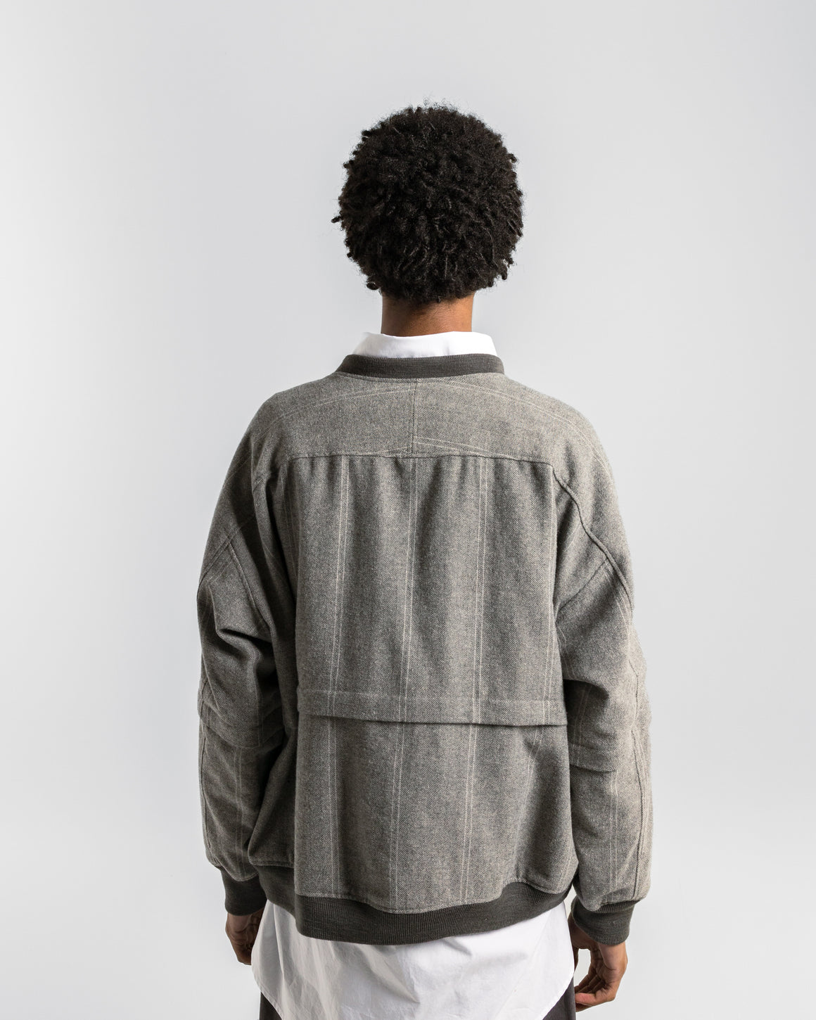 Engineered Garments - Wind Pull - Light Grey Wool Stribed HB - UP THERE
