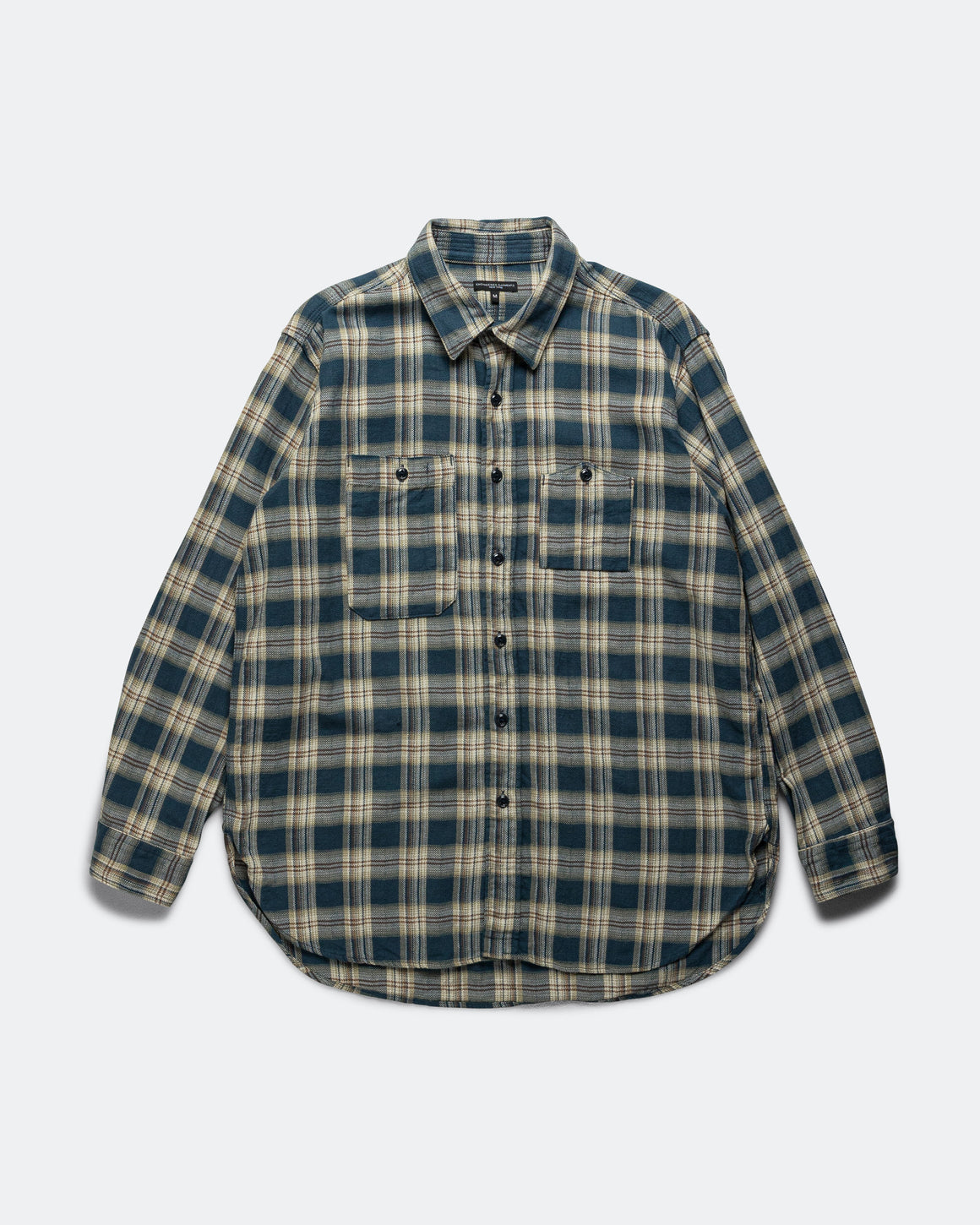 Engineered Garments - Work Shirt - Navy Cotton Plaid Jacquard - UP THERE