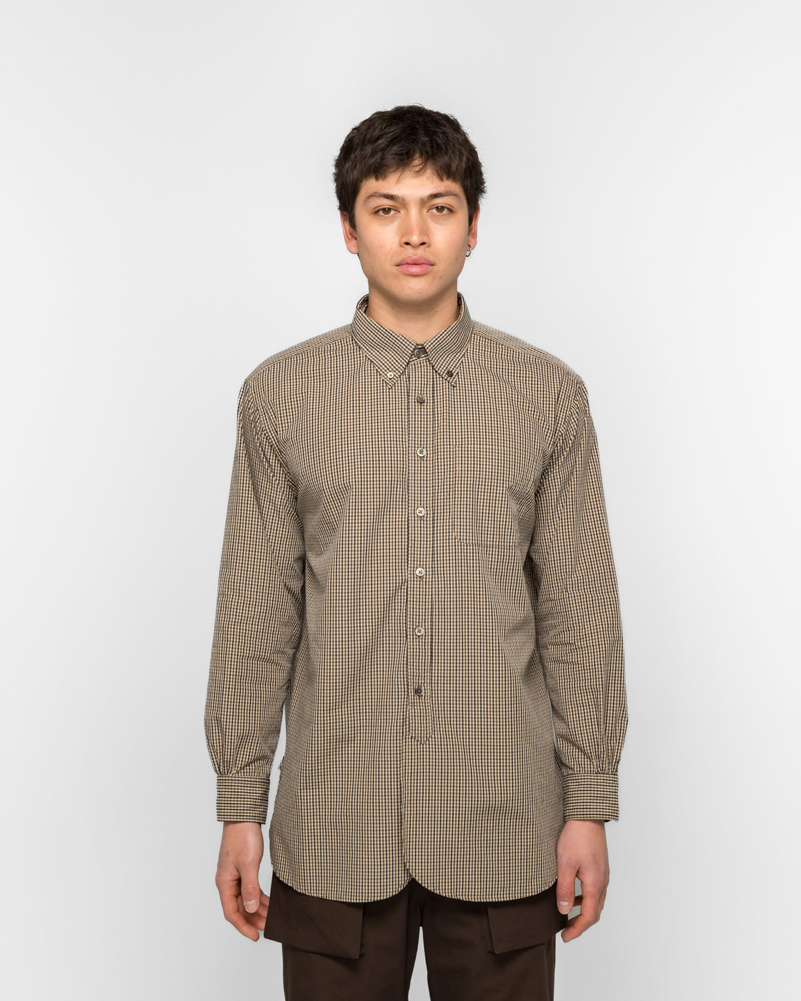 Engineered Garments - 19 Century BD Shirt - Brown/Black Cotton Small Check - UP THERE