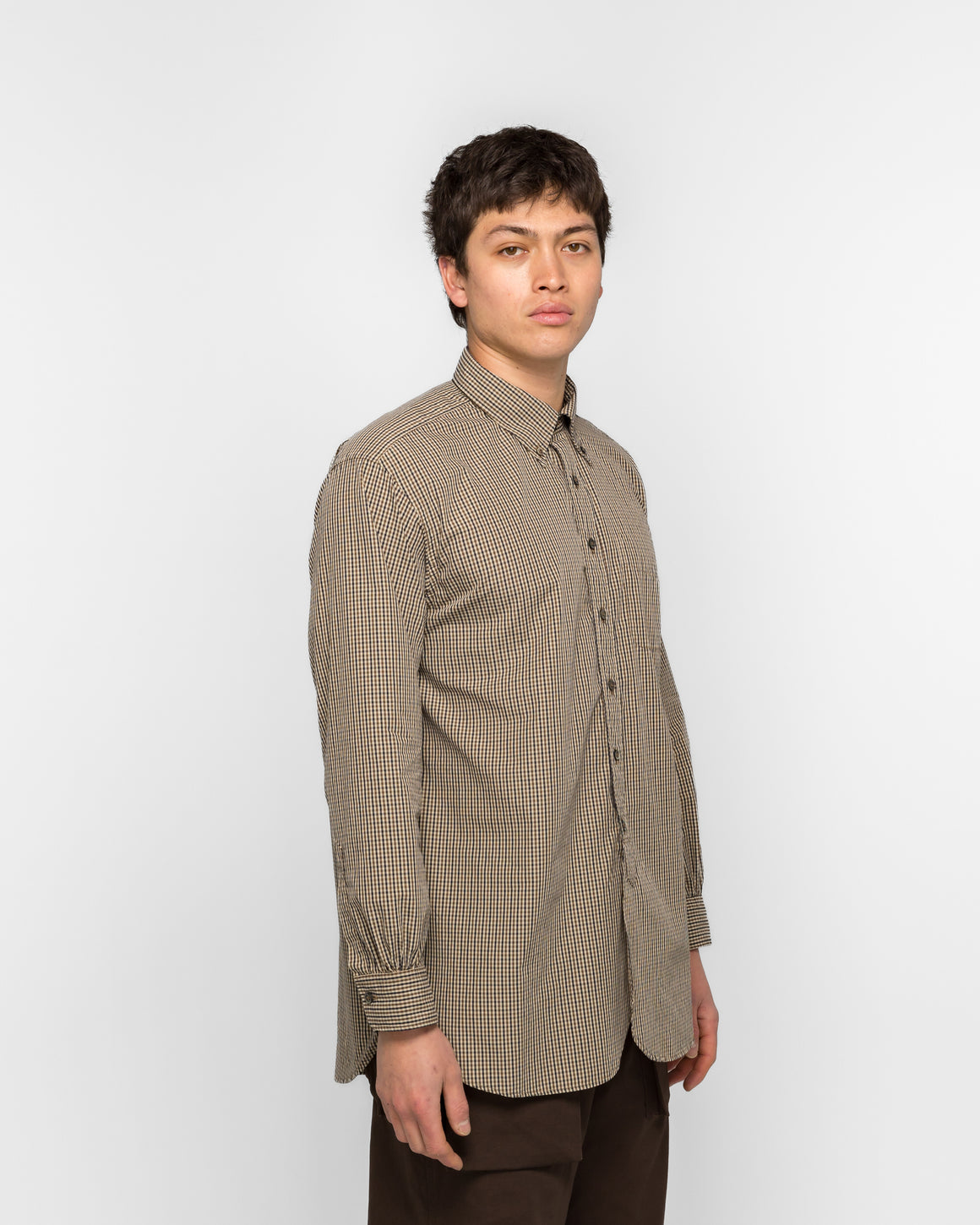 Engineered Garments - 19 Century BD Shirt - Brown/Black Cotton Small Check - UP THERE