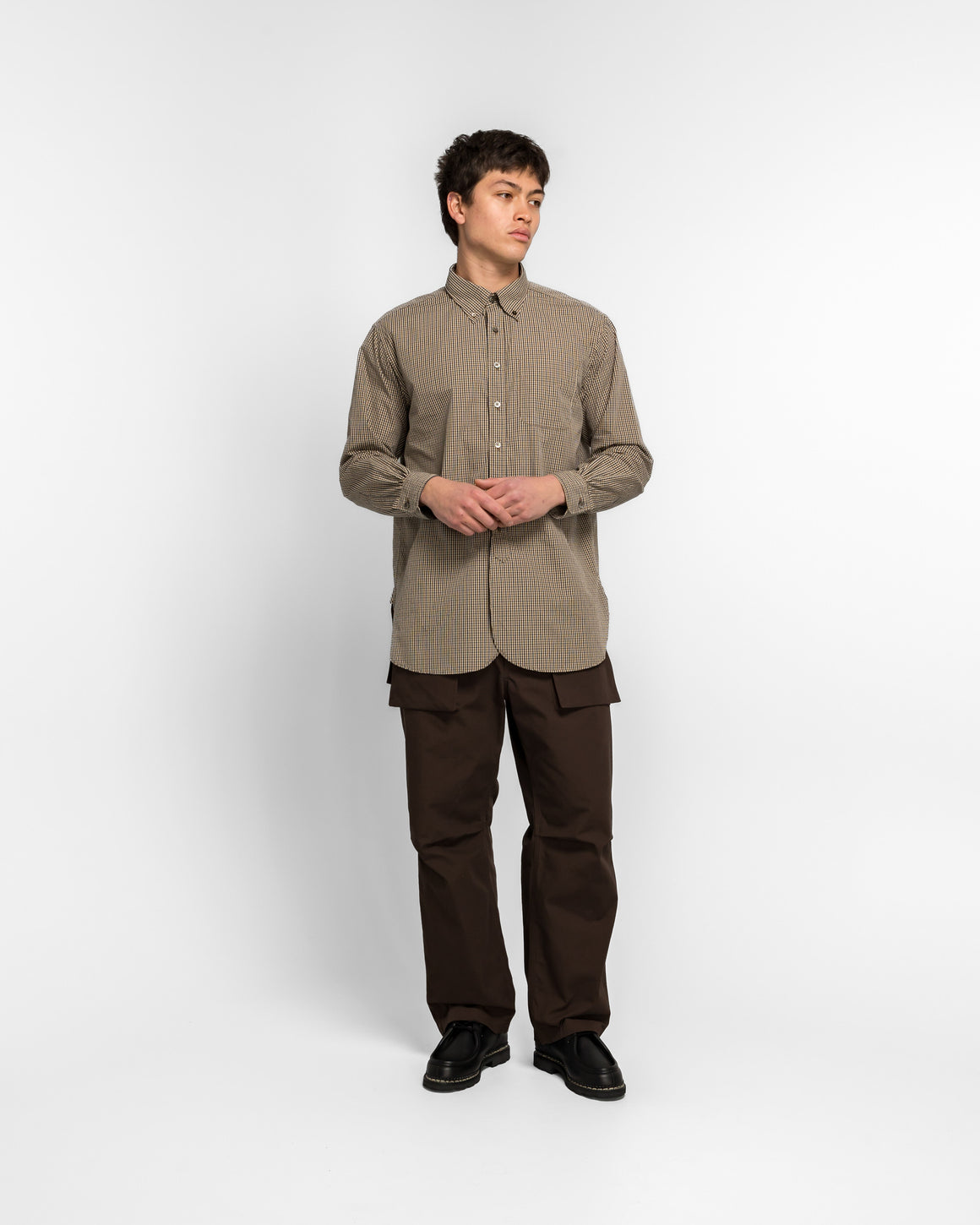 Engineered Garments - 19 Century BD Shirt - Brown/Black Cotton Small Check - UP THERE
