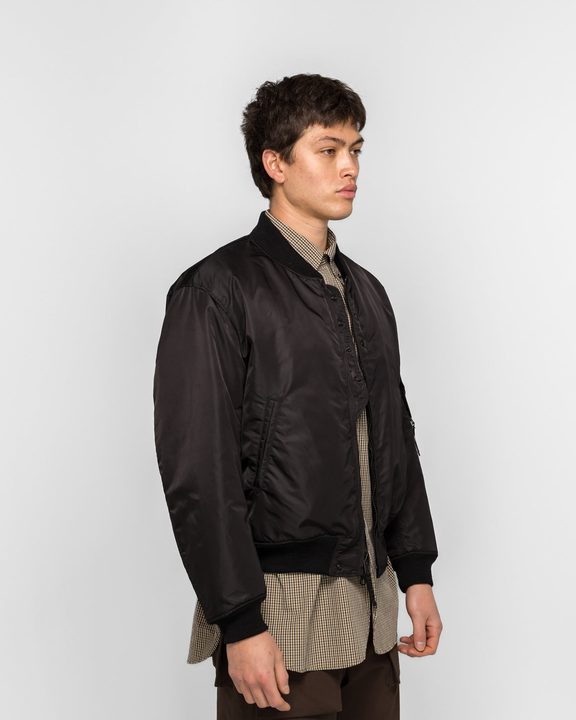 Engineered Garments - Aviator Jacket - Black Flight Satin Nylon - UP THERE