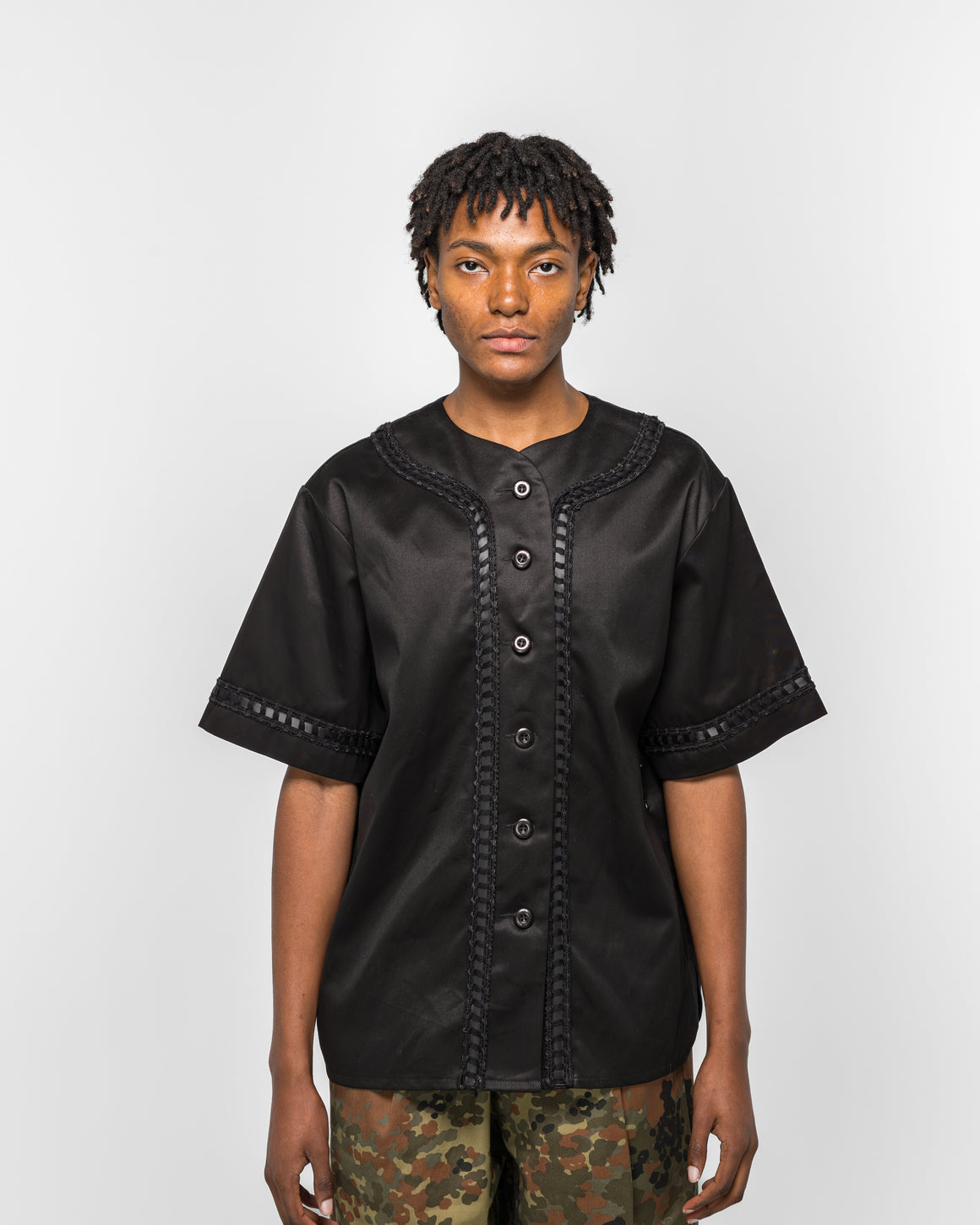 For The Homies - Braided Baseball Shirt - Black - UP THERE