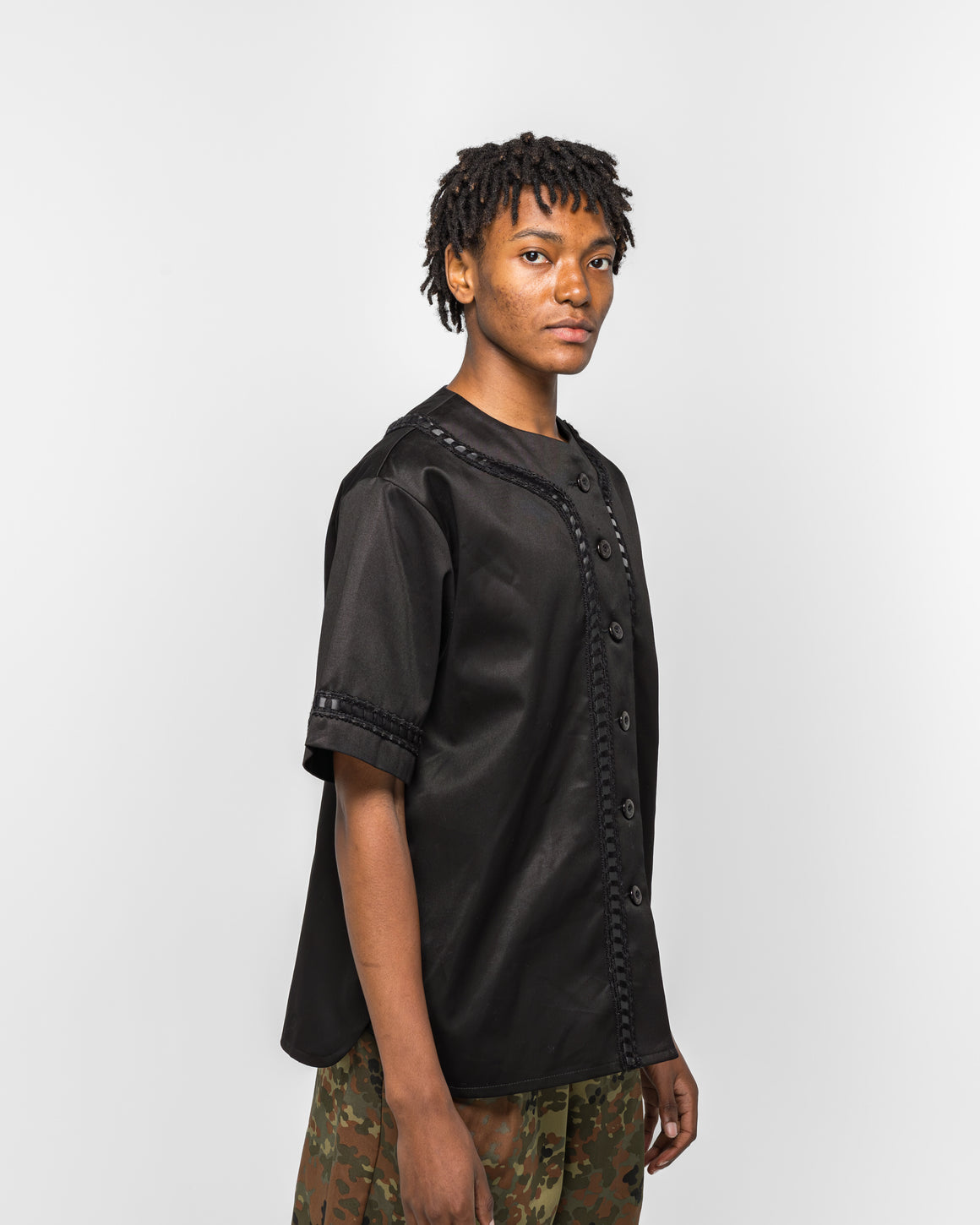 For The Homies - Braided Baseball Shirt - Black - UP THERE