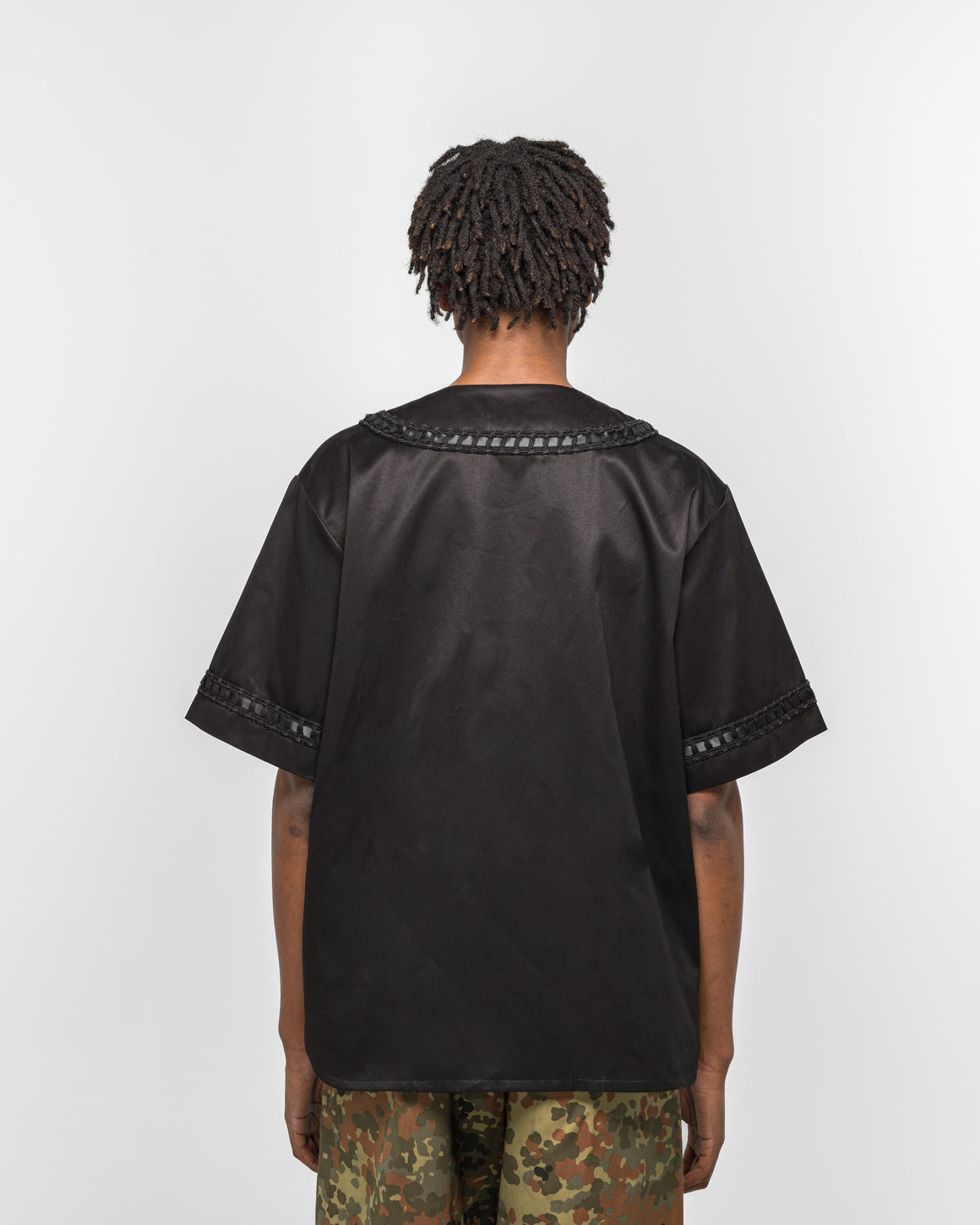 For The Homies - Braided Baseball Shirt - Black - UP THERE