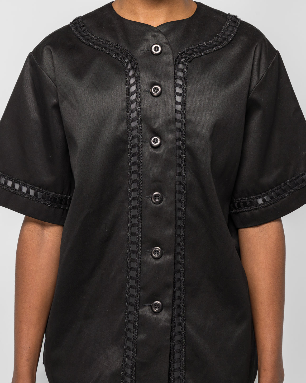 For The Homies - Braided Baseball Shirt - Black - UP THERE