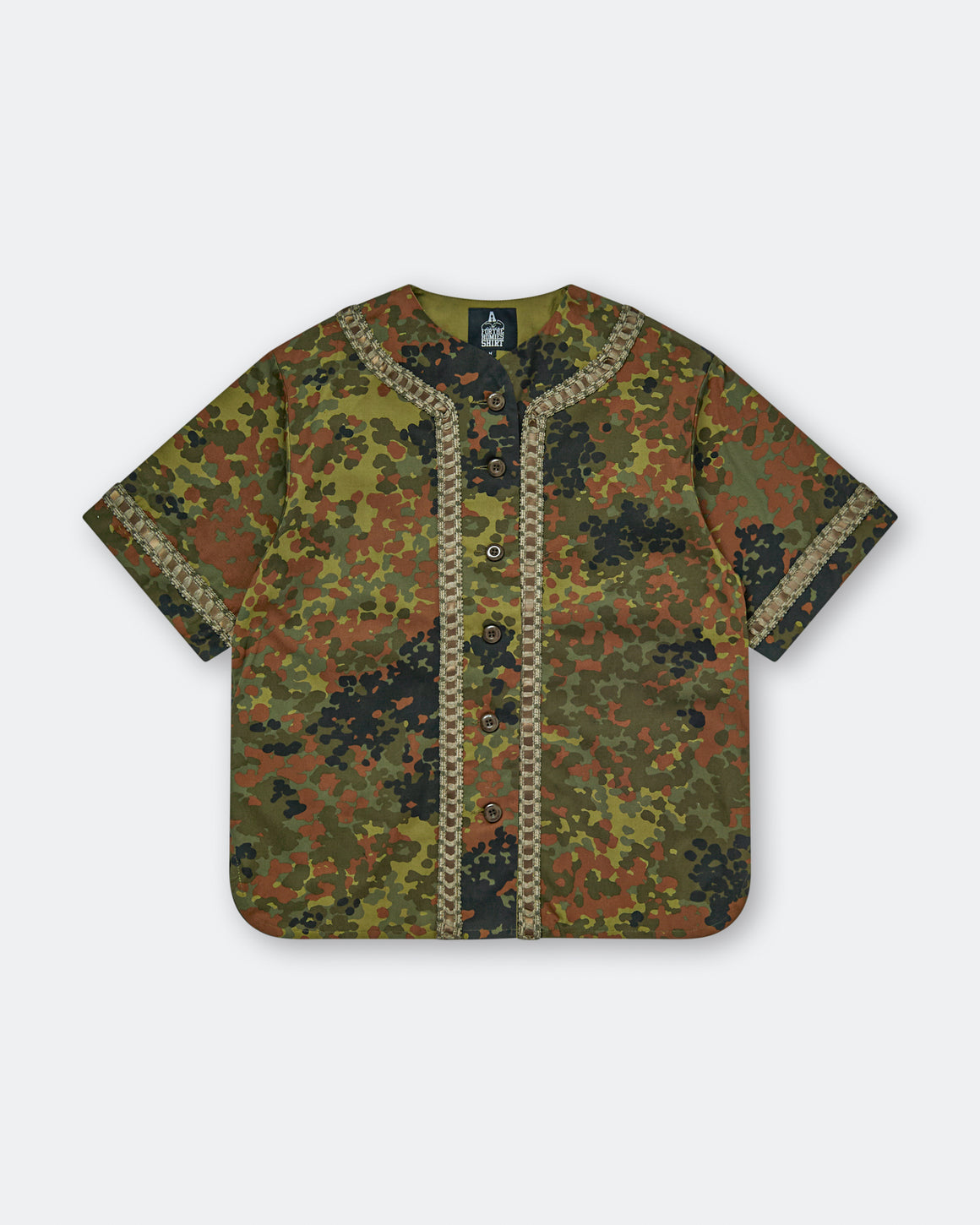 For The Homies - Braided Baseball Shirt - Camo - UP THERE