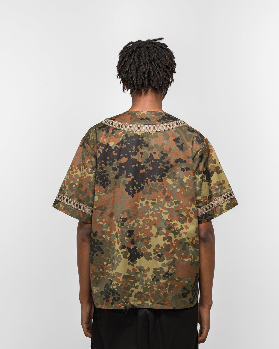 For The Homies - Braided Baseball Shirt - Camo - UP THERE
