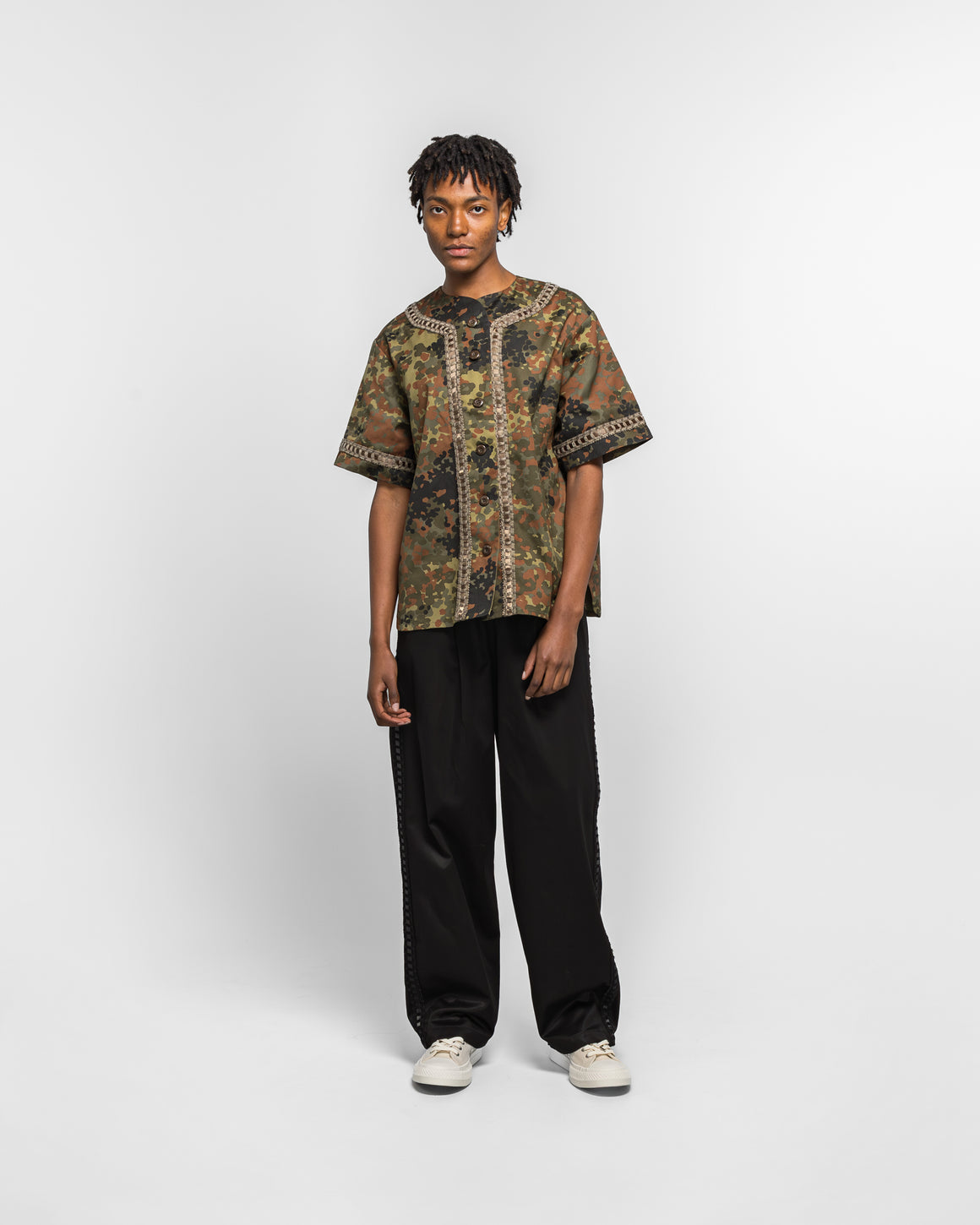 For The Homies - Braided Baseball Shirt - Camo - UP THERE