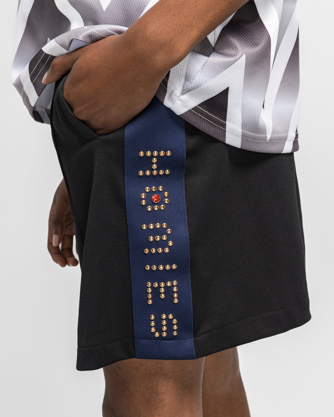 For The Homies - Studded Track Short - Black - UP THERE