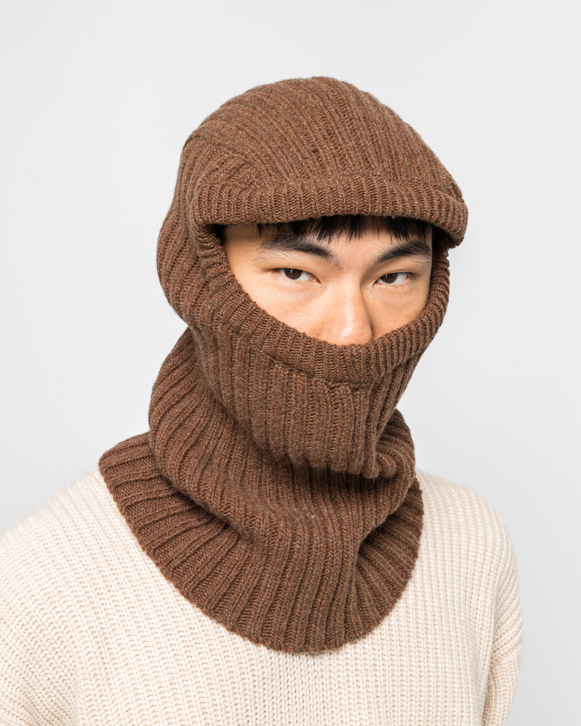 Found Feather - Balaclava Lambswool Blend - Brown - UP THERE