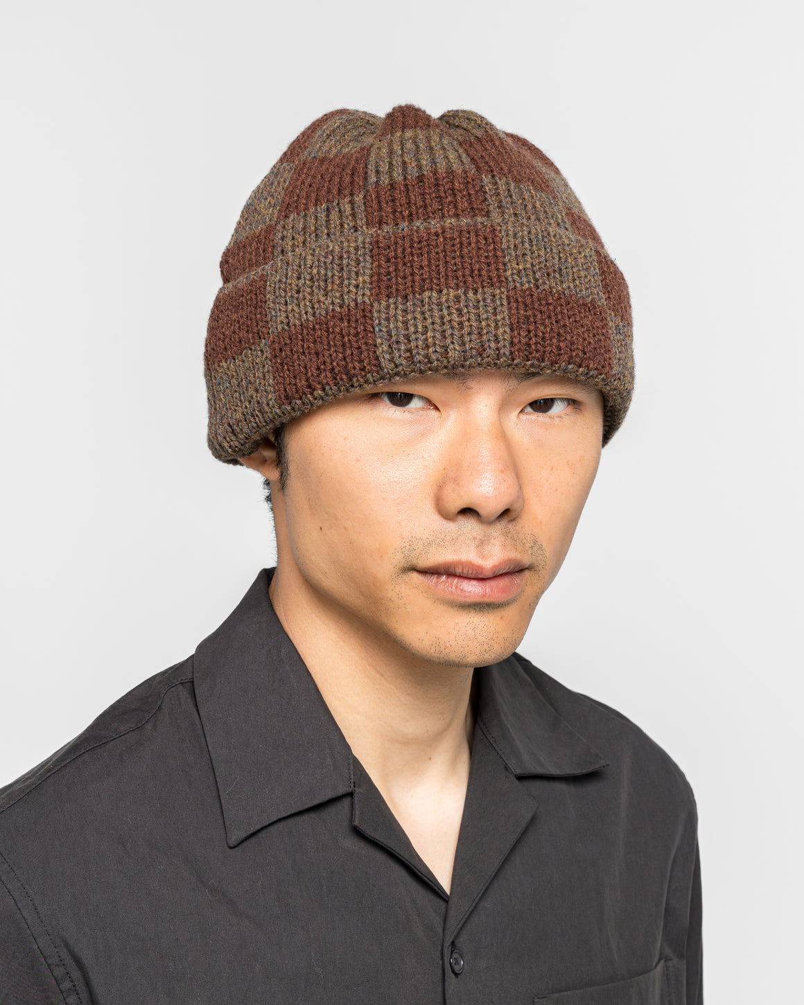 Found Feather - Checker Beanie Donegal Wool - Brown - UP THERE