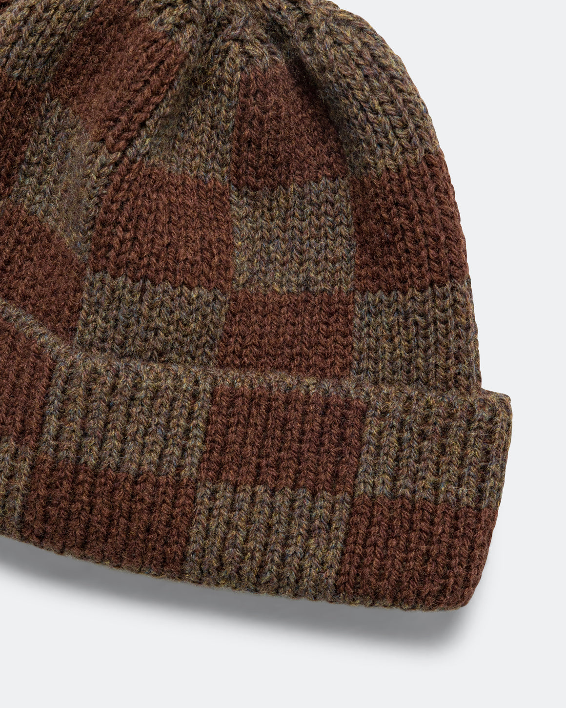 Found Feather - Checker Beanie Donegal Wool - Brown - UP THERE
