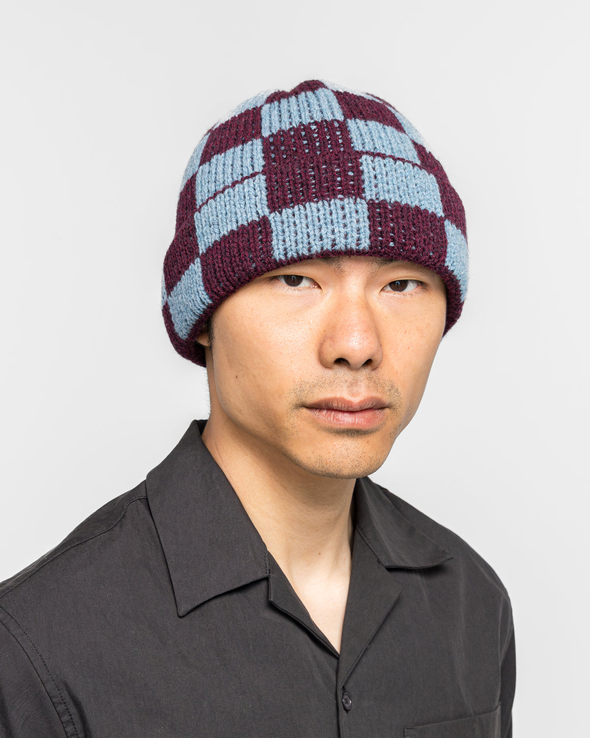 Found Feather - Checker Beanie Donegal Wool - Raspberry - UP THERE