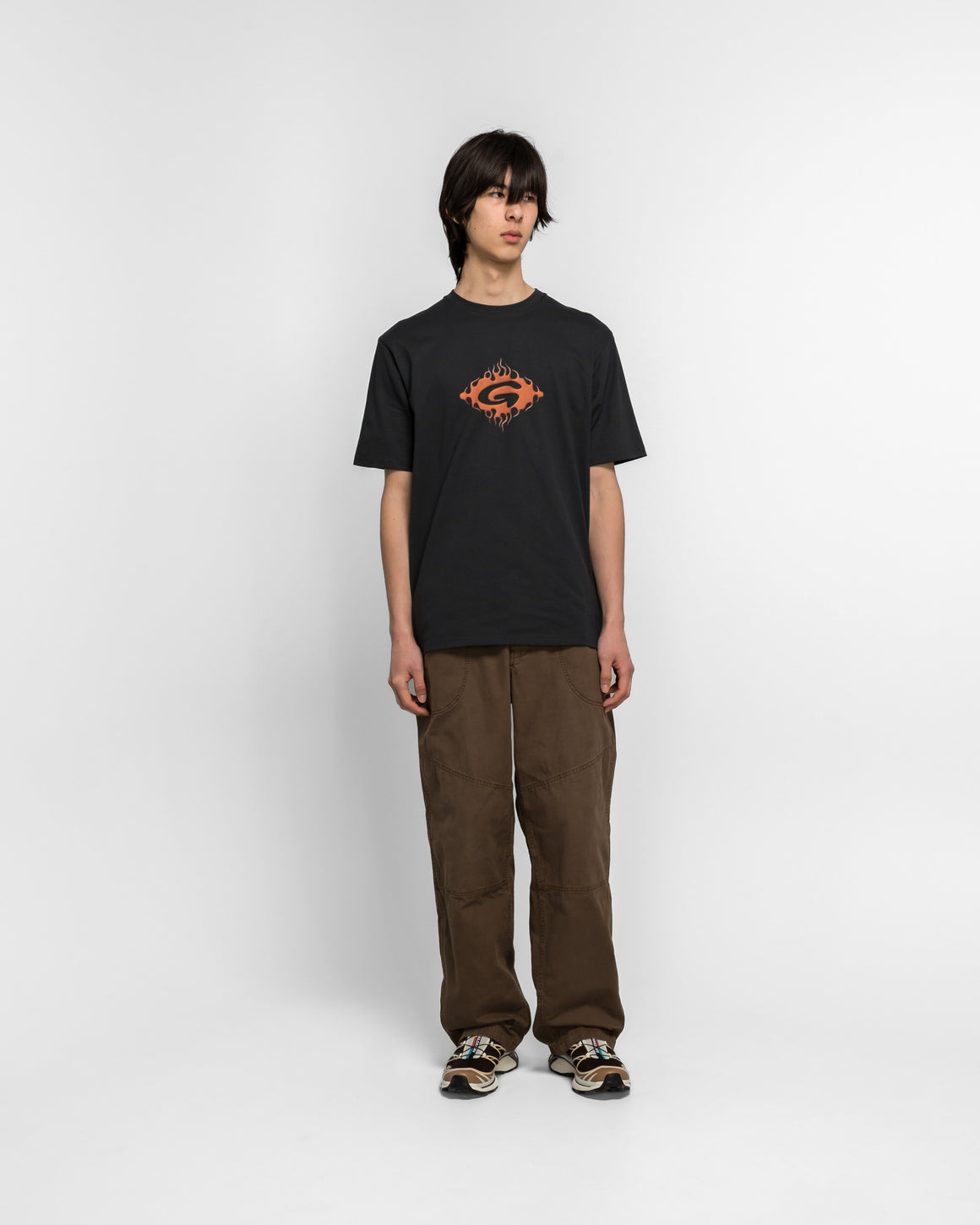 Gramicci - Flames Tee - Vintage Black - UP THERE