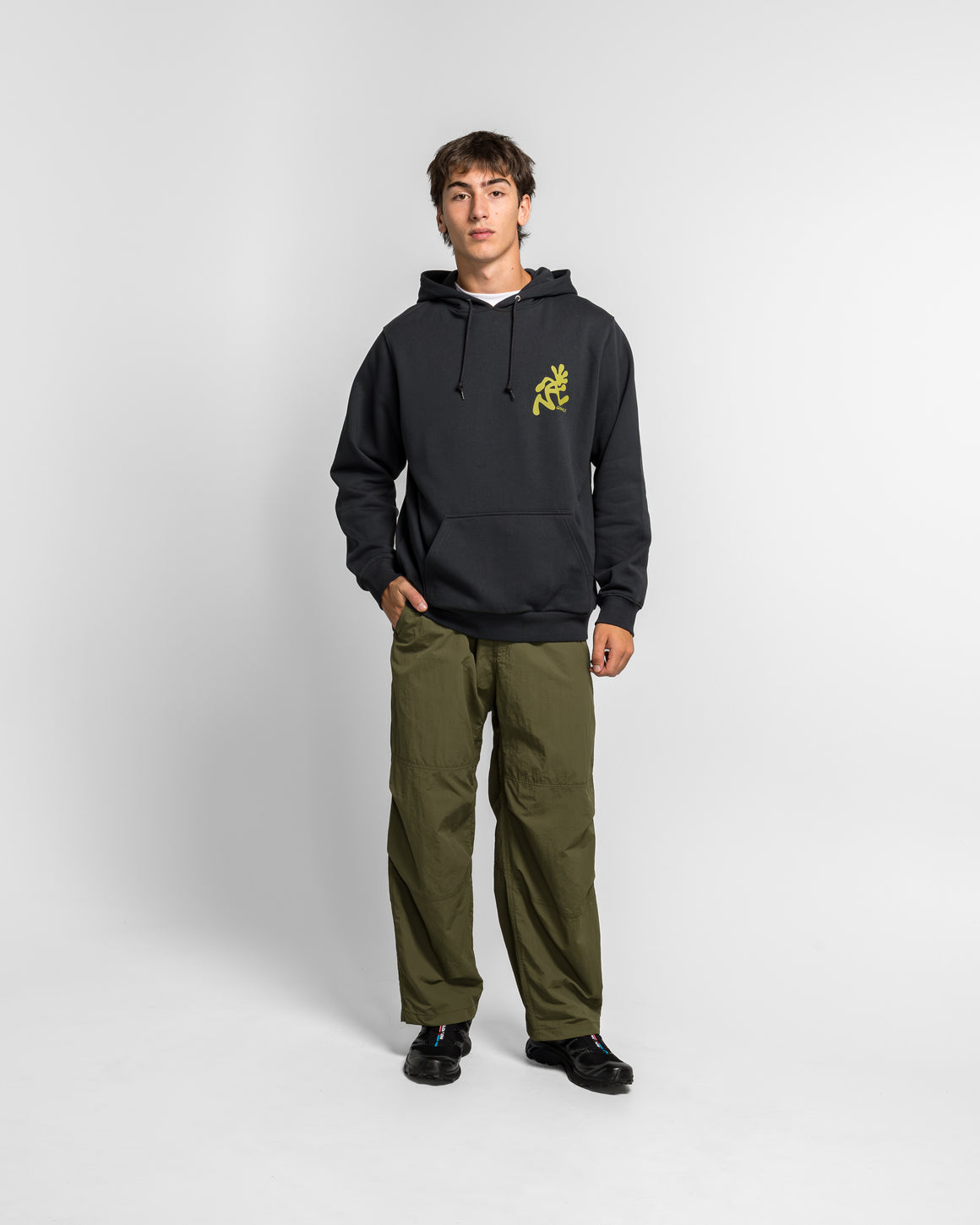 Gramicci - Running Man Hooded Sweatshirt - Black - UP THERE