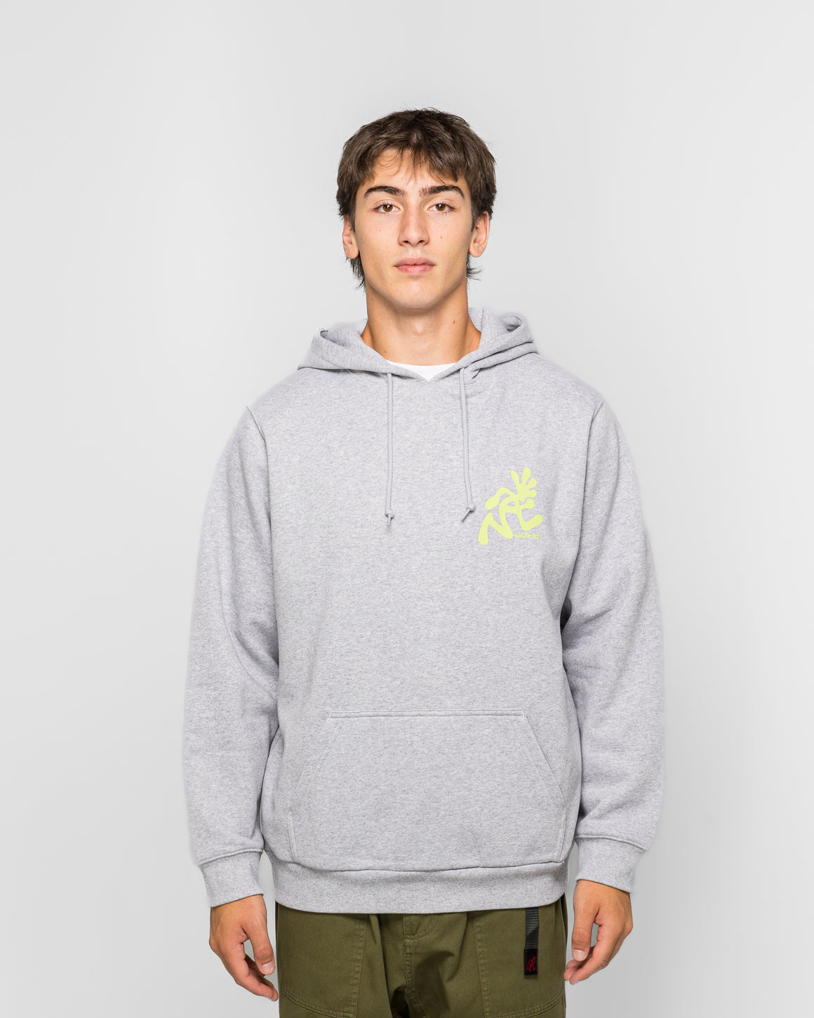 Gramicci - Running Man Hooded Sweatshirt - Heather Grey - UP THERE