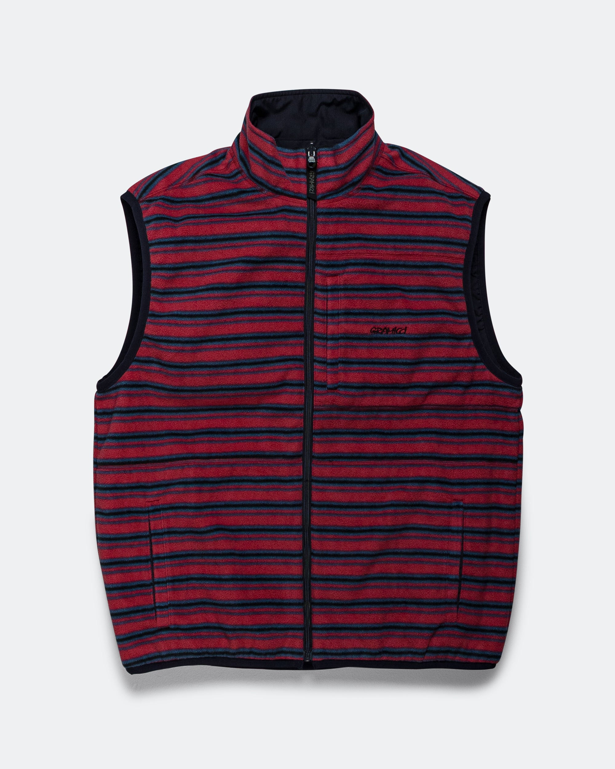 Gramicci - Thermal Fleece Reversible Vest - Berry Stripe | UP THERE