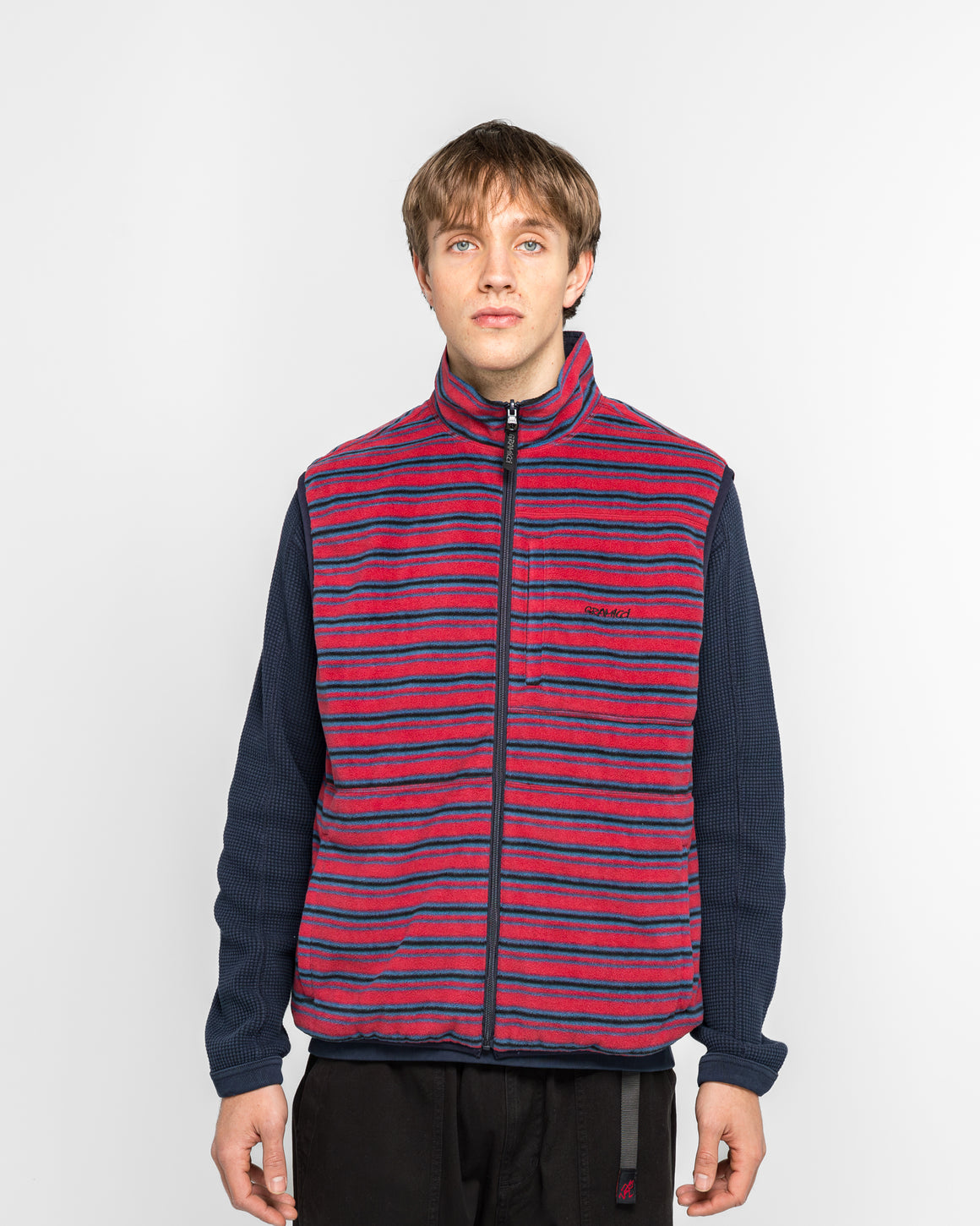 Gramicci - Thermal Fleece Reversible Vest - Berry Stripe - UP THERE