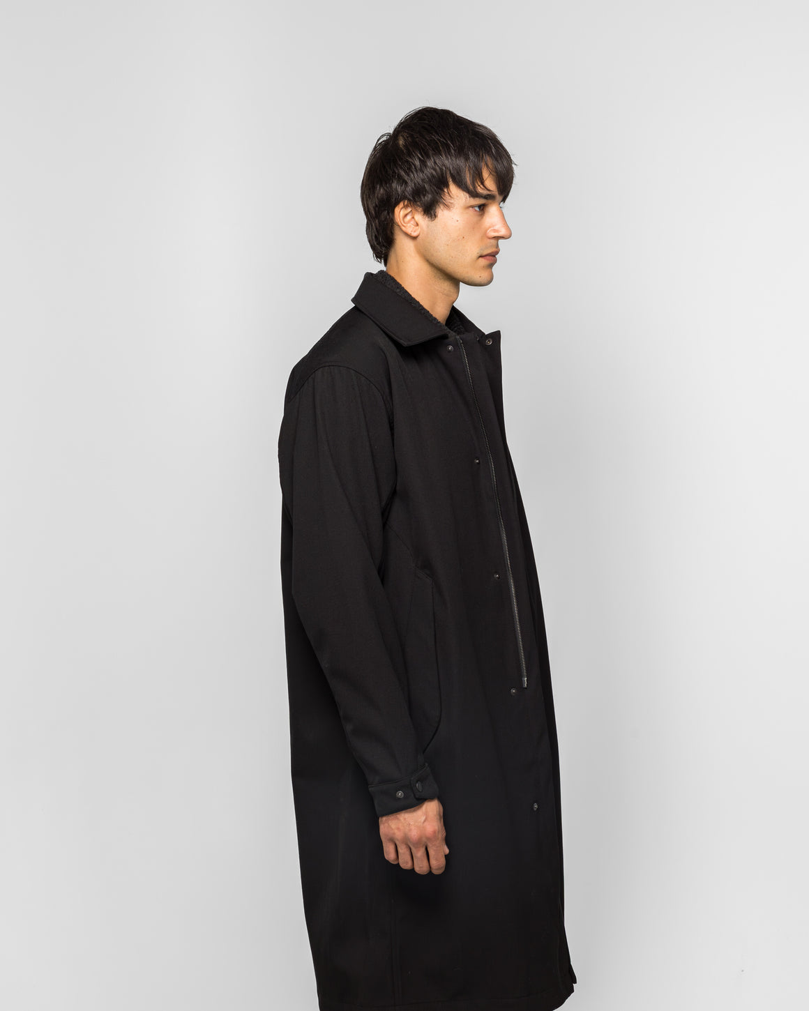 HAVEN - Bureau Overcoat Loro Piana Storm System Nylon Wool - Black - UP THERE