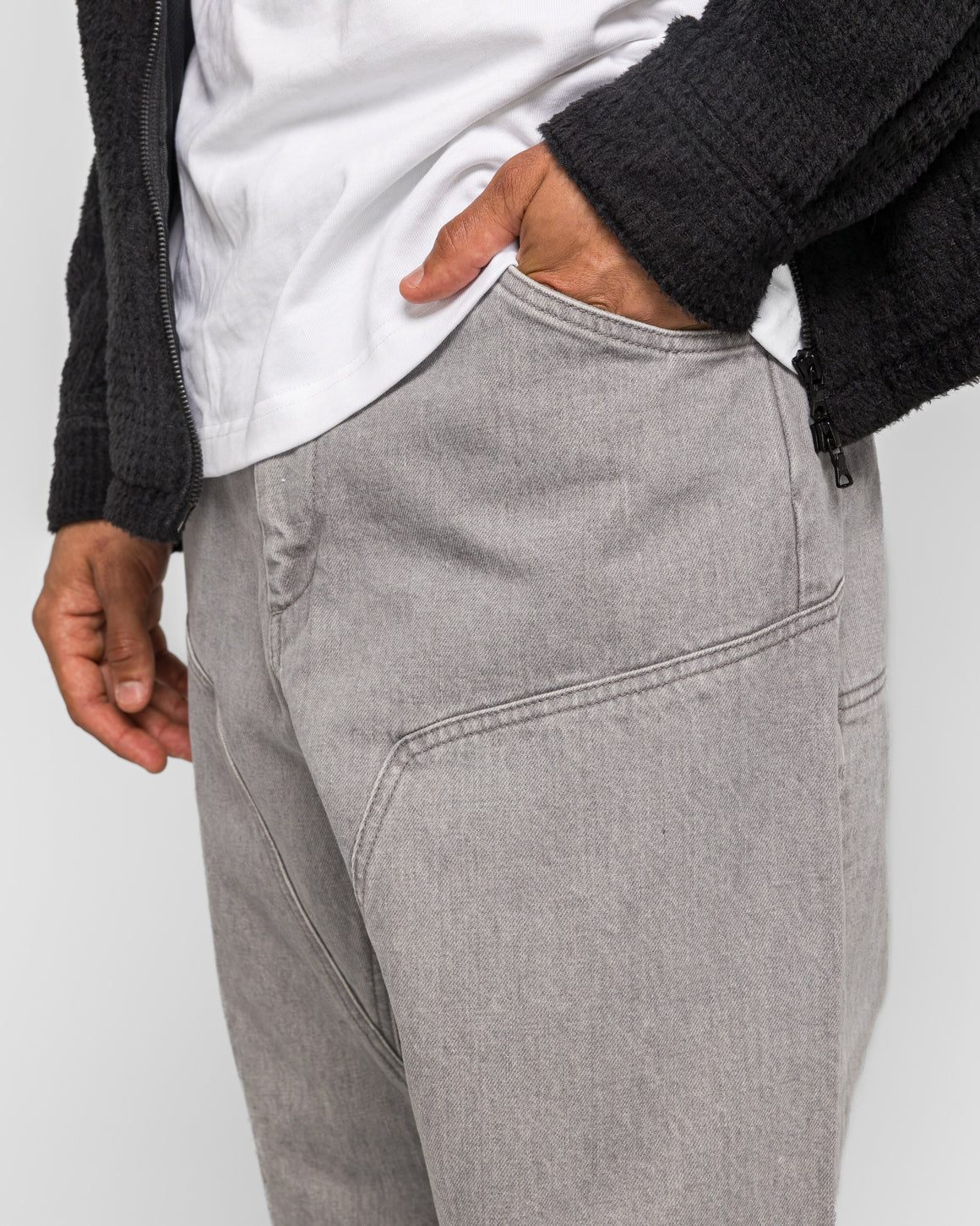 HAVEN - Rig Pant Bio Wash Cotton Denim - Light Grey - UP THERE