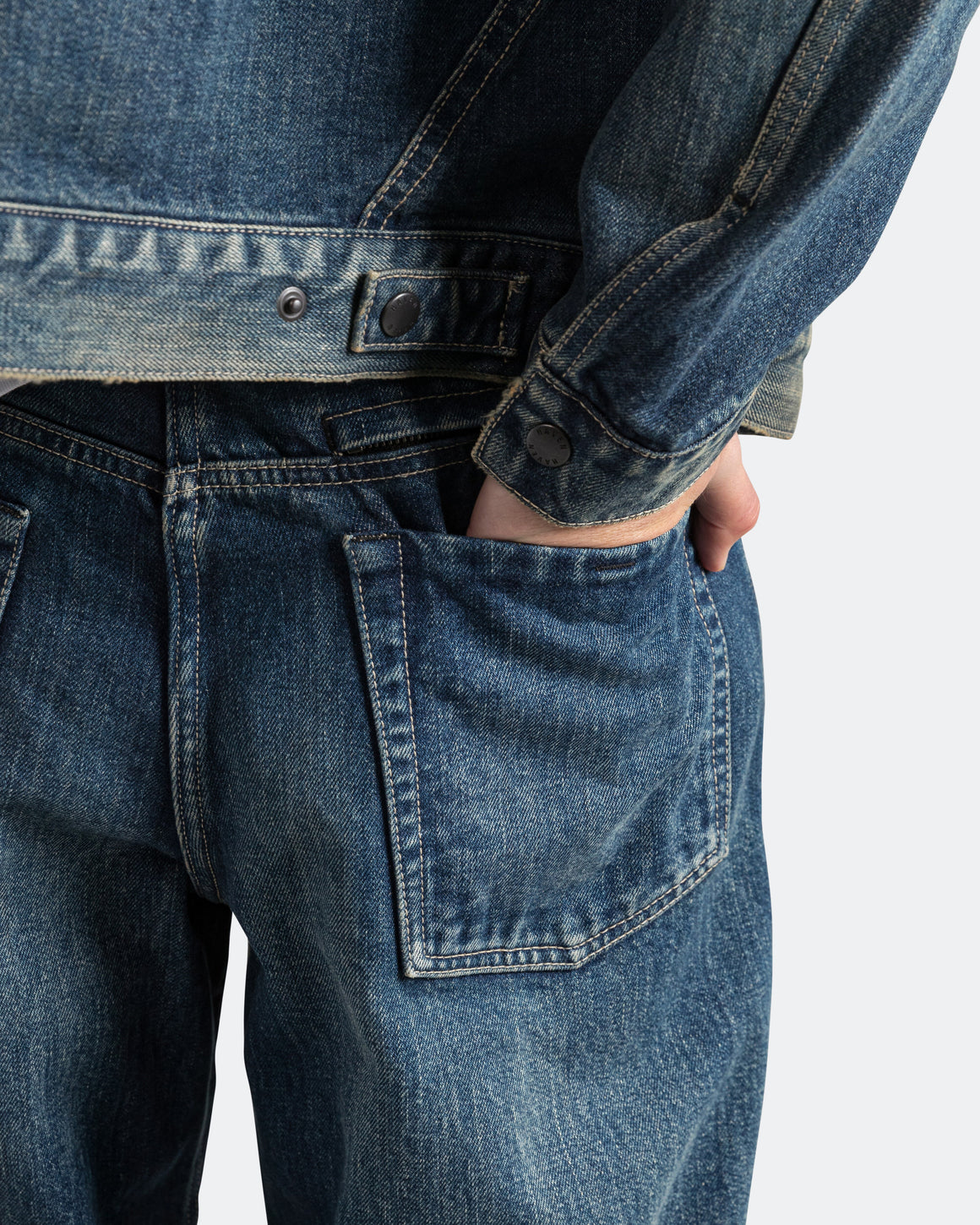 HAVEN - Station Pant - Suvin Cotton Denim Washed Navy - UP THERE